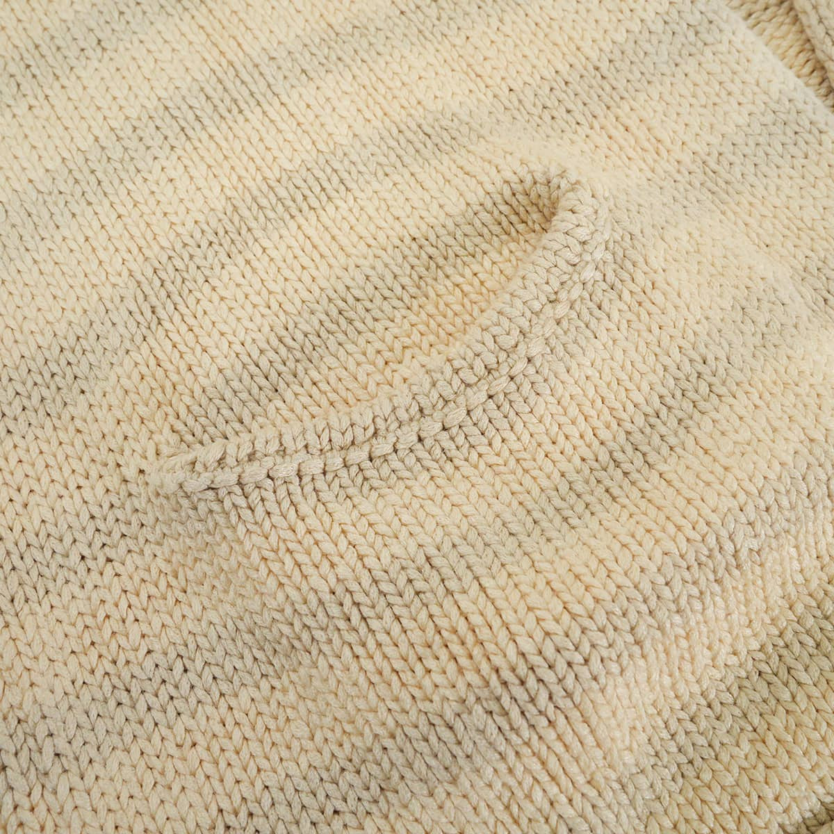 [Pre-loved] 2000SS HERMES Knit Women's chunky cardigan, Margiela era, striped pockets Ivory/Grey Silk100%/Nylon #M[LIKE NEW][Authentic]