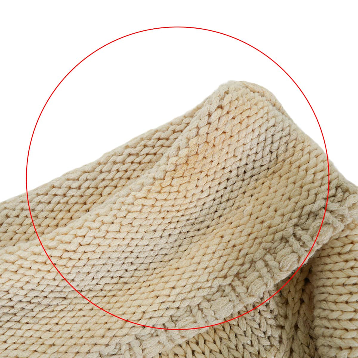 [Pre-loved] 2000SS HERMES Knit Women's Tunic, Margiela Era, Turtleneck, Striped, Chunky , with Pockets Ivory/Grey Silk100%/Nylon #M[USED SA][Authentic]