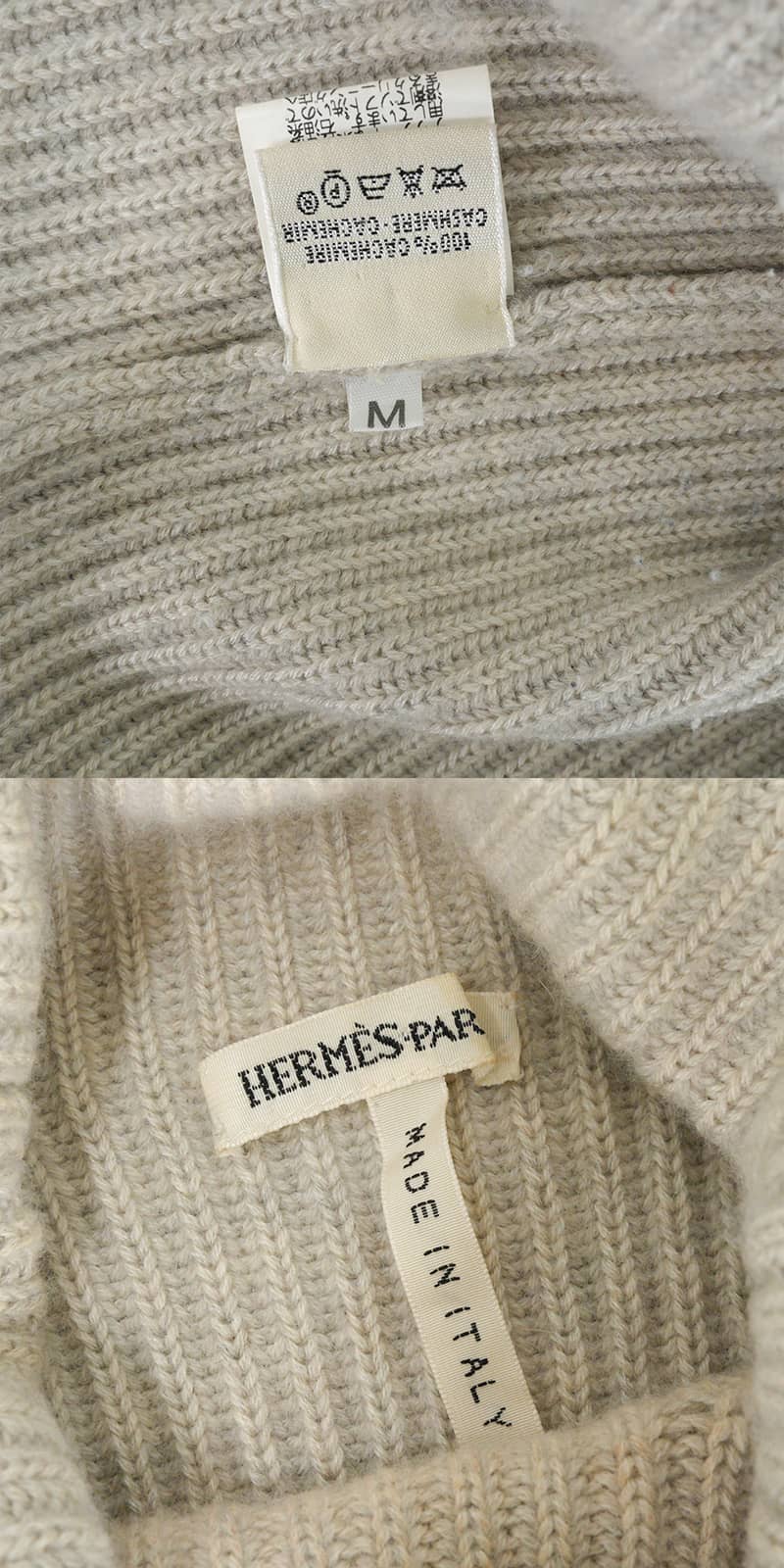 [Pre-loved] HERMES Knit Women's high-neck ribbed sweater (Margiela era) Grey Cashmere #M[USED SA][Authentic]