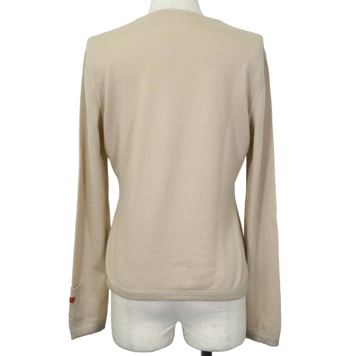 [Pre-loved] 2000AW CHANEL Sweater Women's long-sleeved with COCO Mark patch Beige Cashmere #42 P15857[LIKE NEW][Authentic]