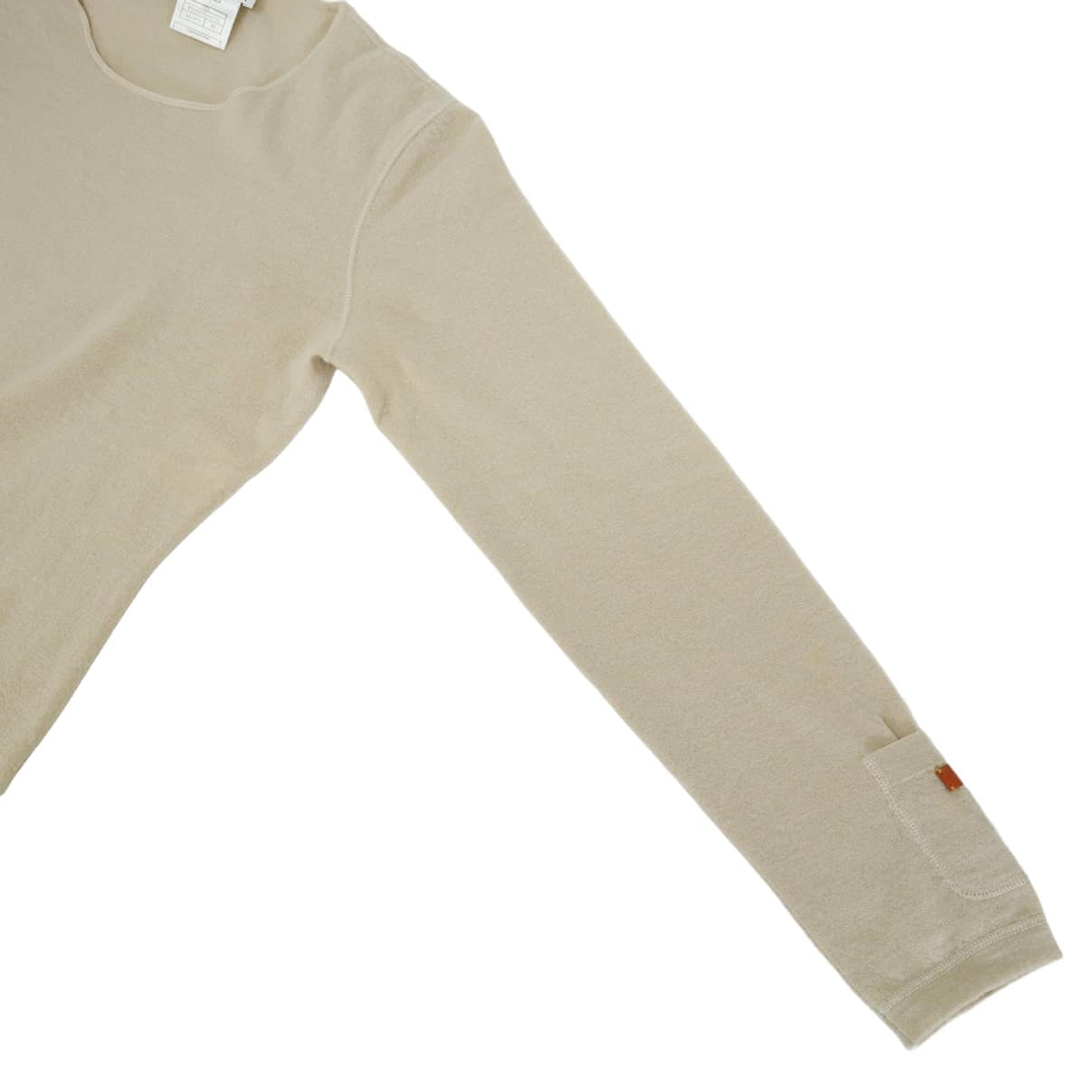 [Pre-loved] 2000AW CHANEL Sweater Women's long-sleeved with COCO Mark patch Beige Cashmere #42 P15857[LIKE NEW][Authentic]