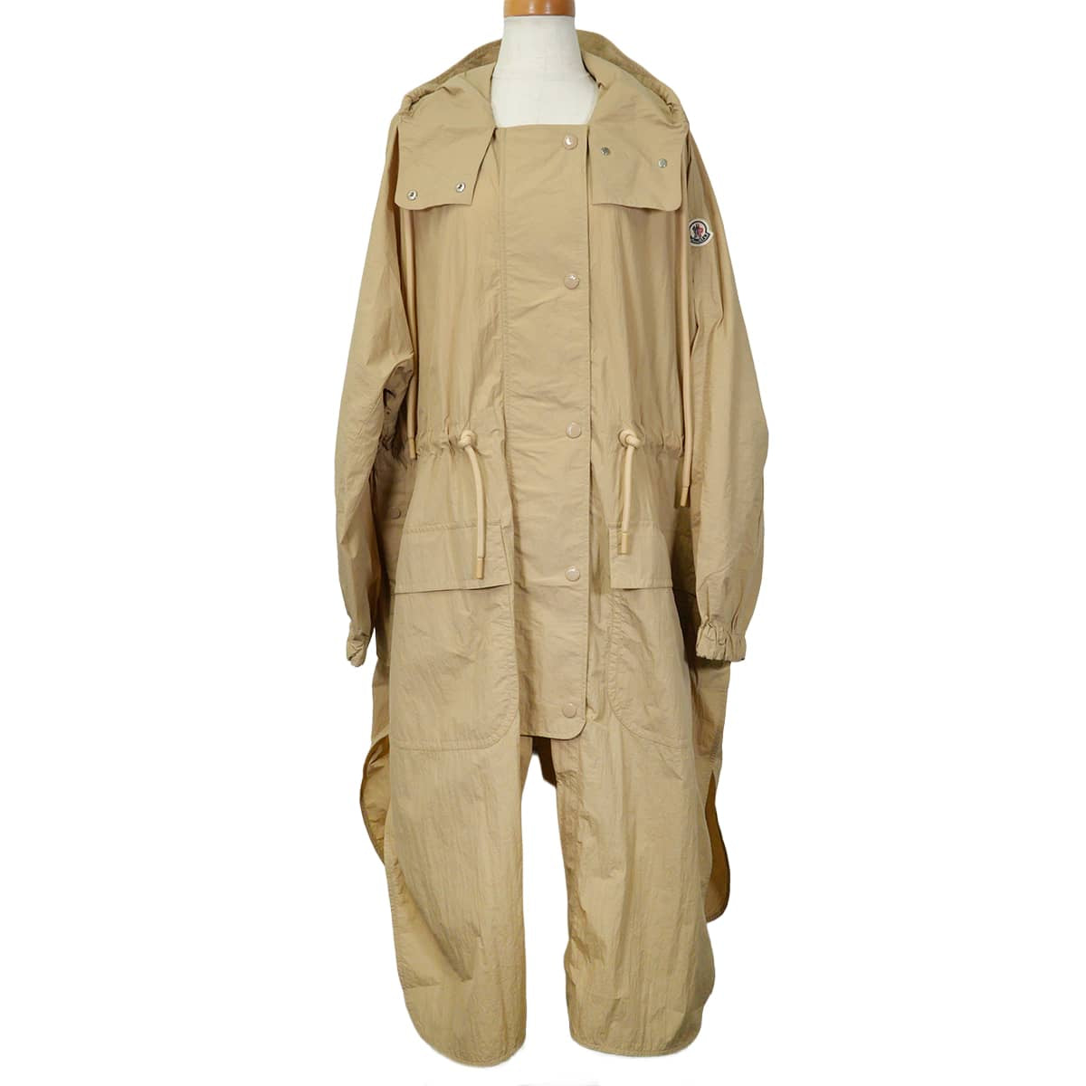 MONCLER Long jacket with hood by Sologne Giubbotto Beige Nylon Silver HW[EXCELLENT][Authentic]