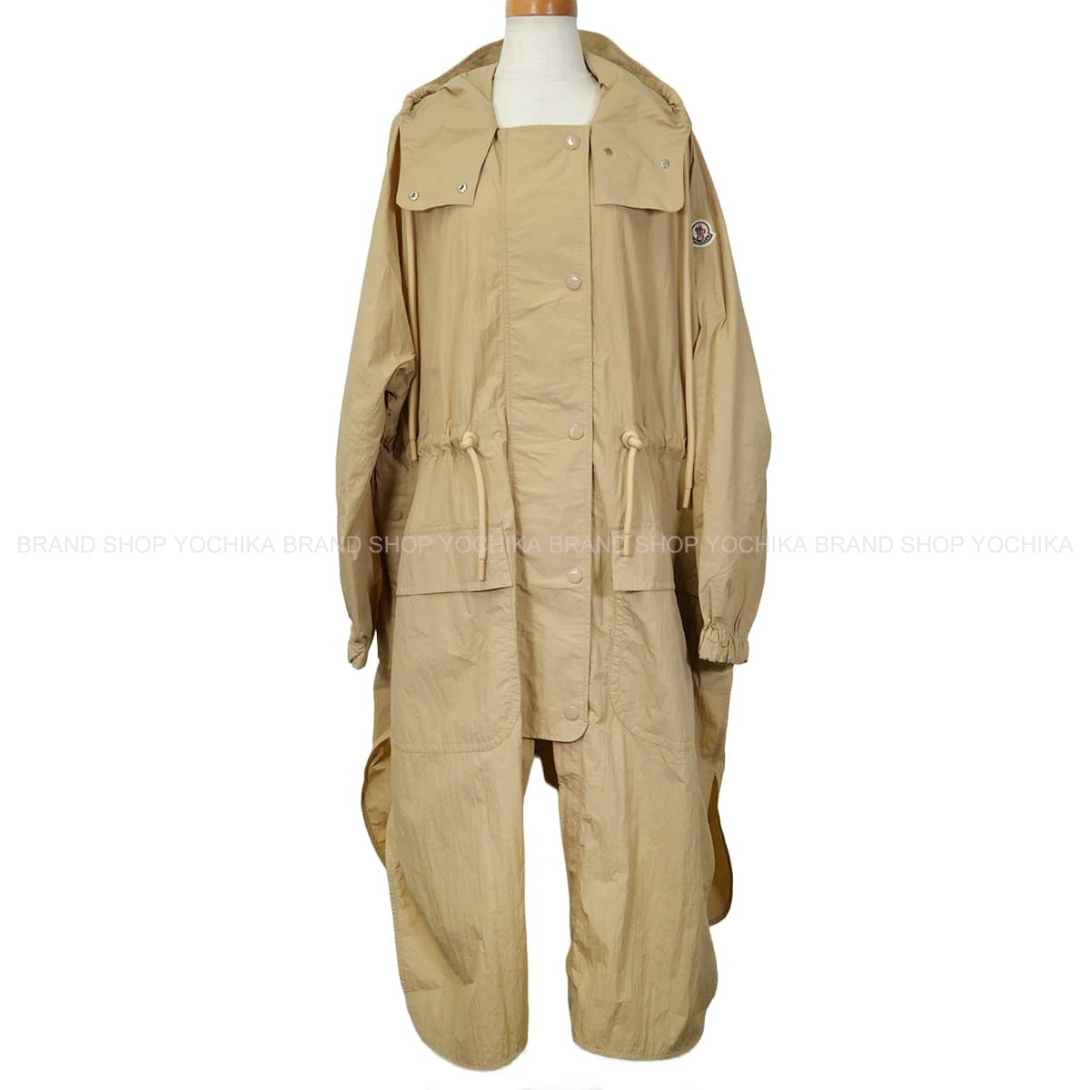 MONCLER Military coat Long jacket with hood by Sologne Giubbotto Beige Nylon #TG2 Silver HW[EXCELLENT][Authentic]