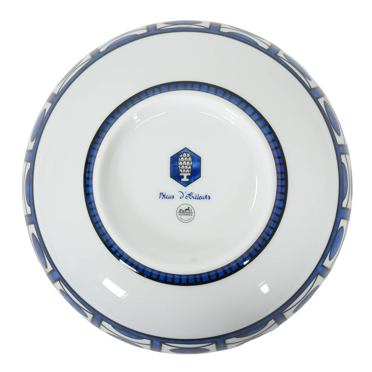 HERMES tableware Salad Bowl Blue D'ailleurs PM Blanc (White)/Blue Porcelain[BRAND NEW][Authentic]