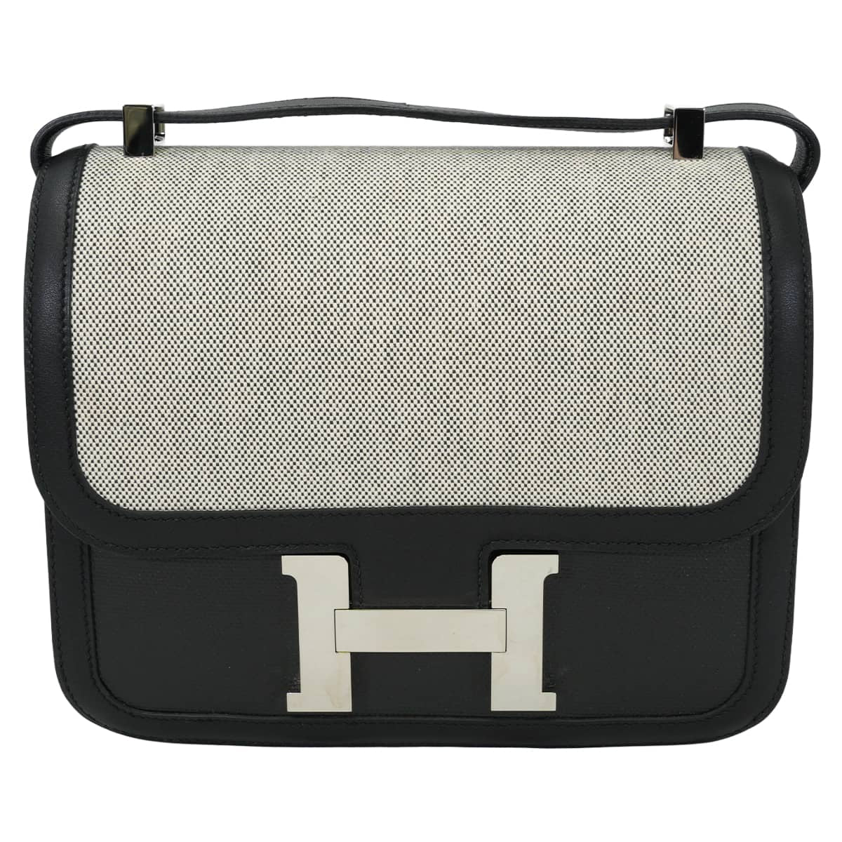[Pre-loved] HERMES Shoulder bag Constance 3 24 MM Noir (Black)/Ecru Toile H. Berlinne/Epson/Swift Silver HW Stamp C[LIKE NEW][Authentic]