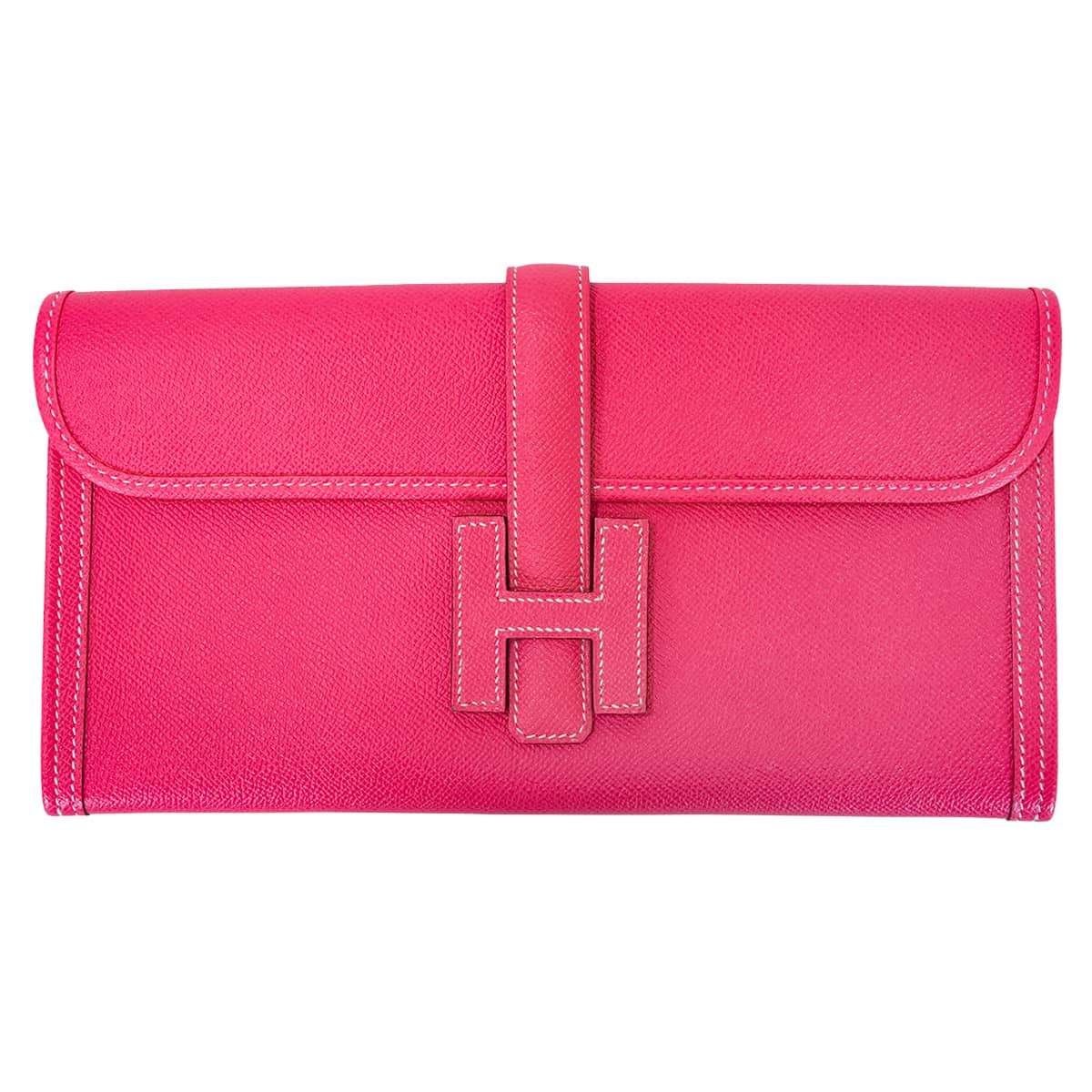 HERMES Clutch bag Jige Elan Rose Tyrien Veau Epsom Stamp T[EXCELLENT][Authentic]