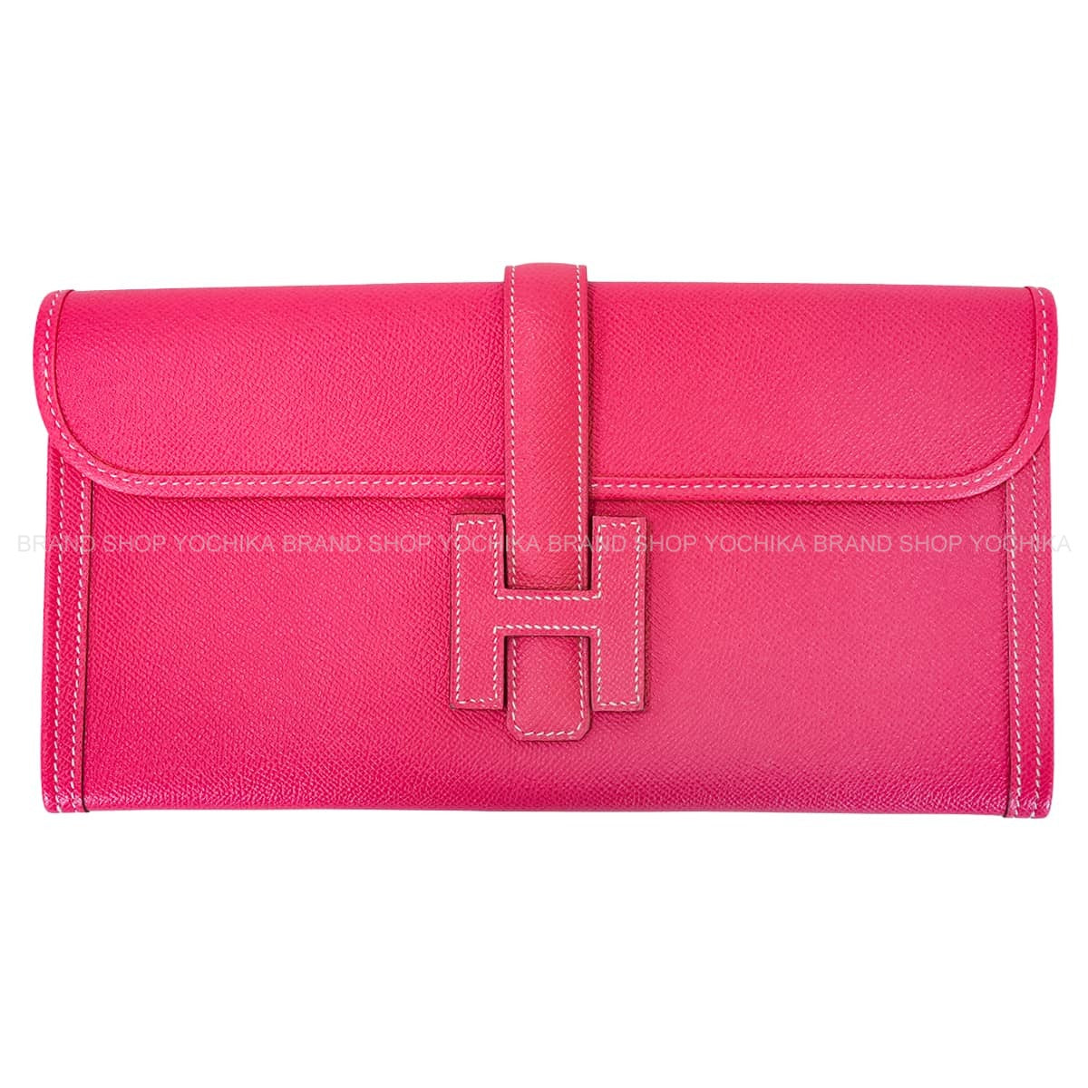 HERMES Clutch bag Jige Elan Rose Tyrien Veau Epsom Stamp T[EXCELLENT][Authentic]