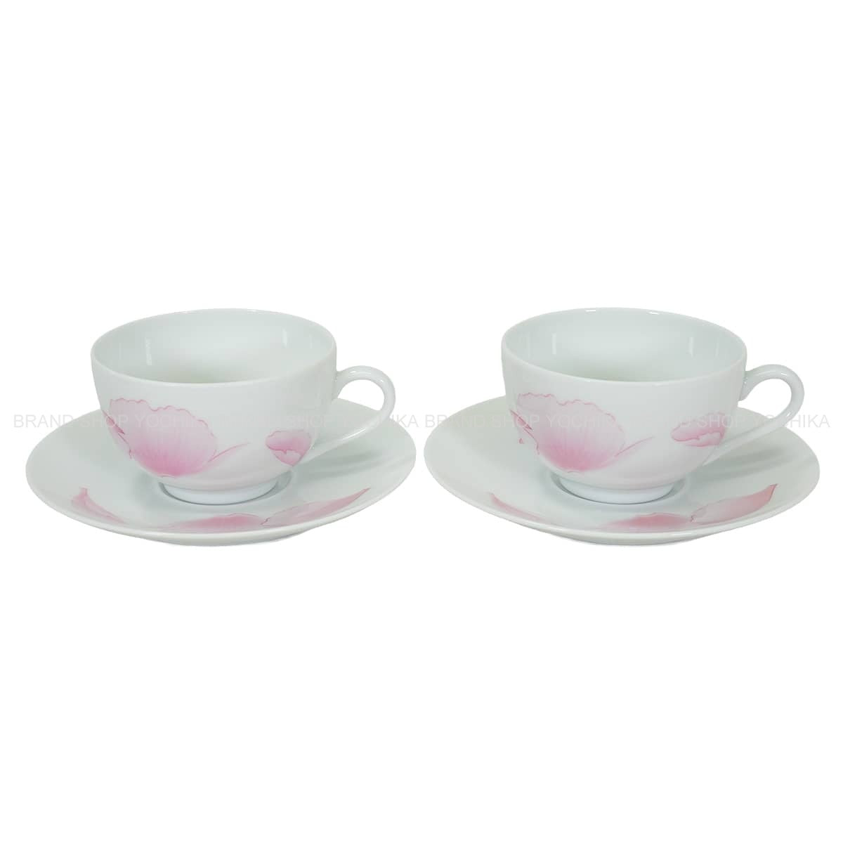 HERMES tableware Teacup & Saucer, Pivoine, Set of 2 Pink Porcelain[EXCELLENT][Authentic]