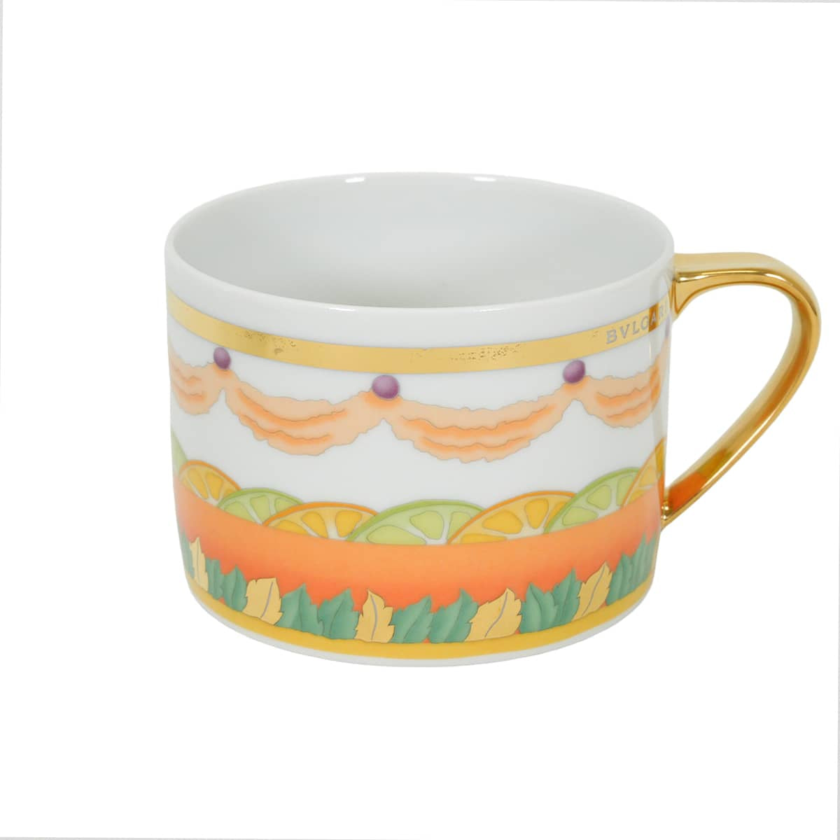 BVLGARI tableware Rosenthal Teacup & Saucer Dolce Deco Blanc (White)/Multicolor Porcelain[EXCELLENT][Authentic]