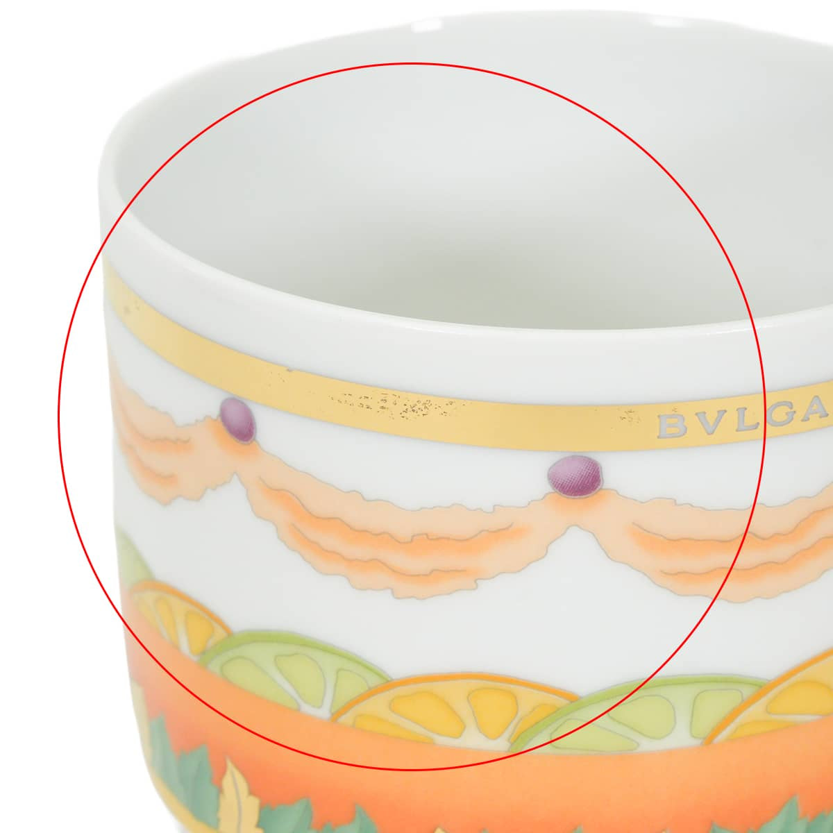 BVLGARI tableware Rosenthal Teacup & Saucer Dolce Deco Blanc (White)/Multicolor Porcelain[EXCELLENT][Authentic]