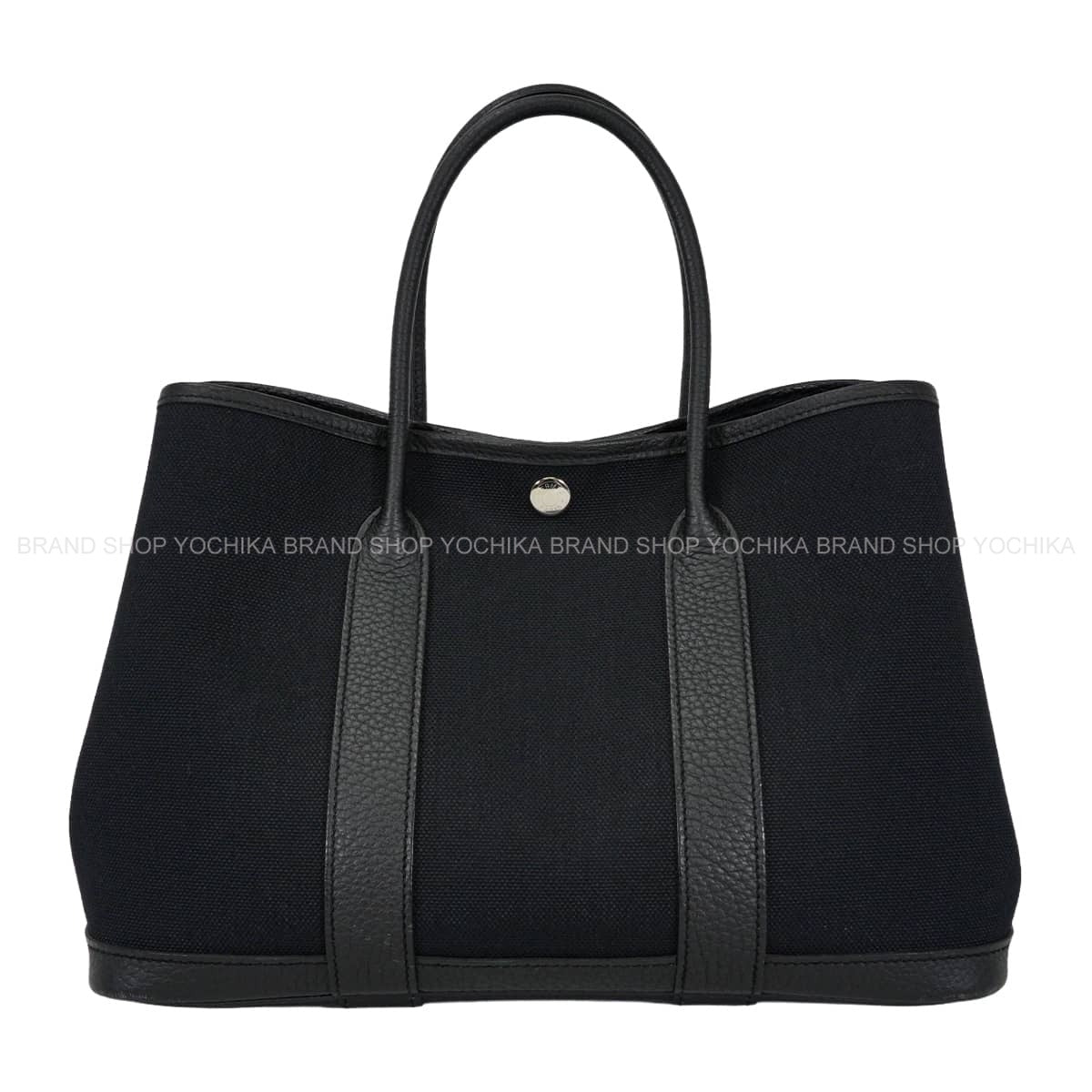 [Pre-loved] HERMES tote bag Garden Party 30 TPM Noir (Black) Toile Militaire/Veau Negonda Silver HW Stamp B[USED SA][Authentic]