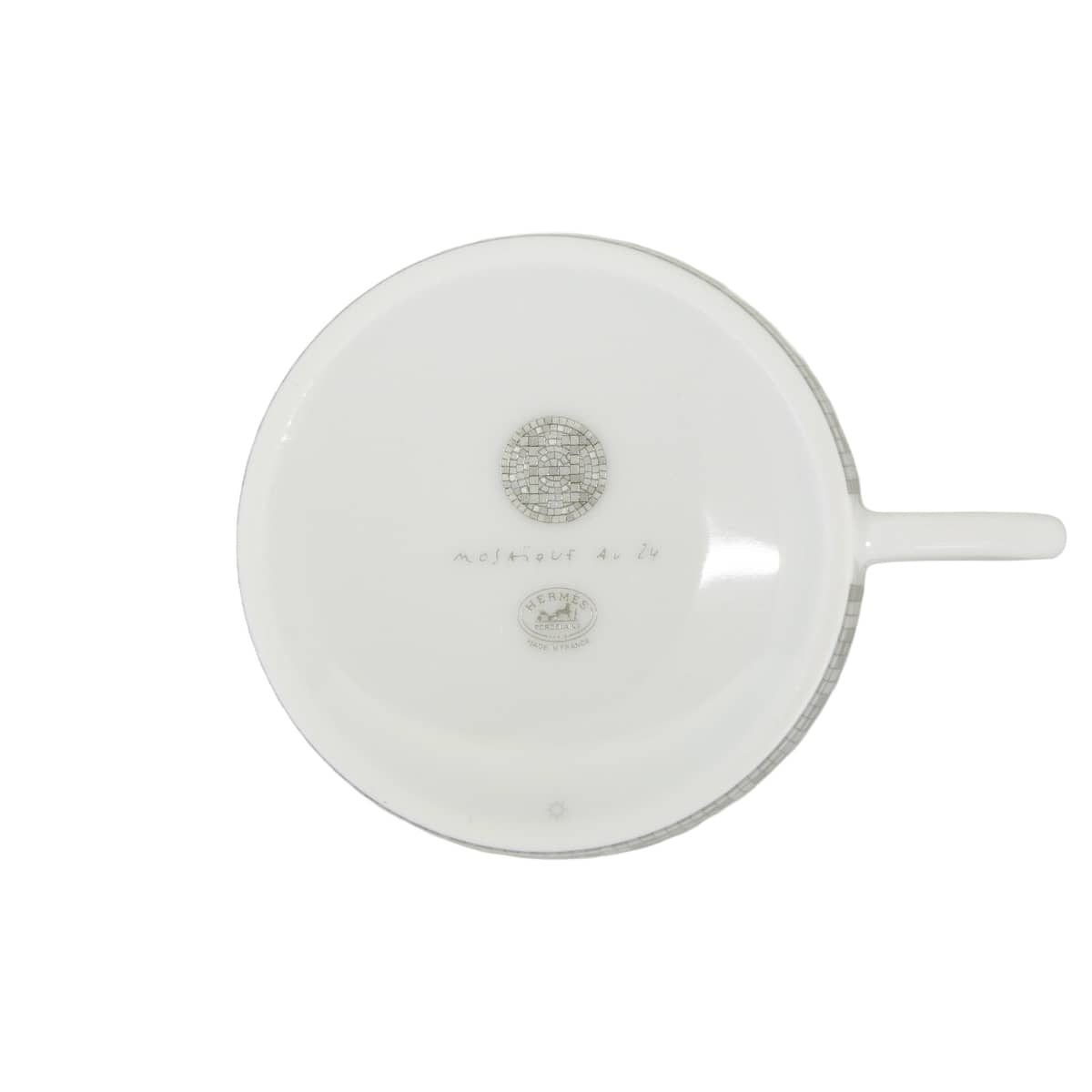 HERMES tableware mug cup Tea cups and saucers 2SET Mosaique au 24Platinum Porcelain[BRAND NEW][Authentic]