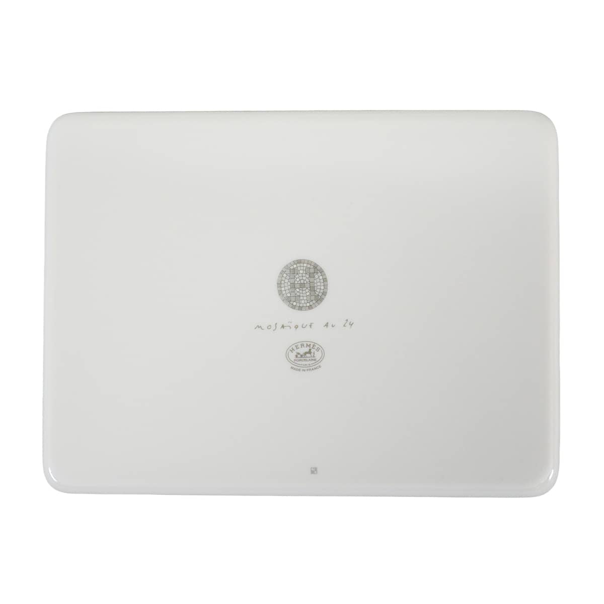 HERMES tableware Tray Mosaique au 24 PMPlatinum Porcelain[BRAND NEW][Authentic]