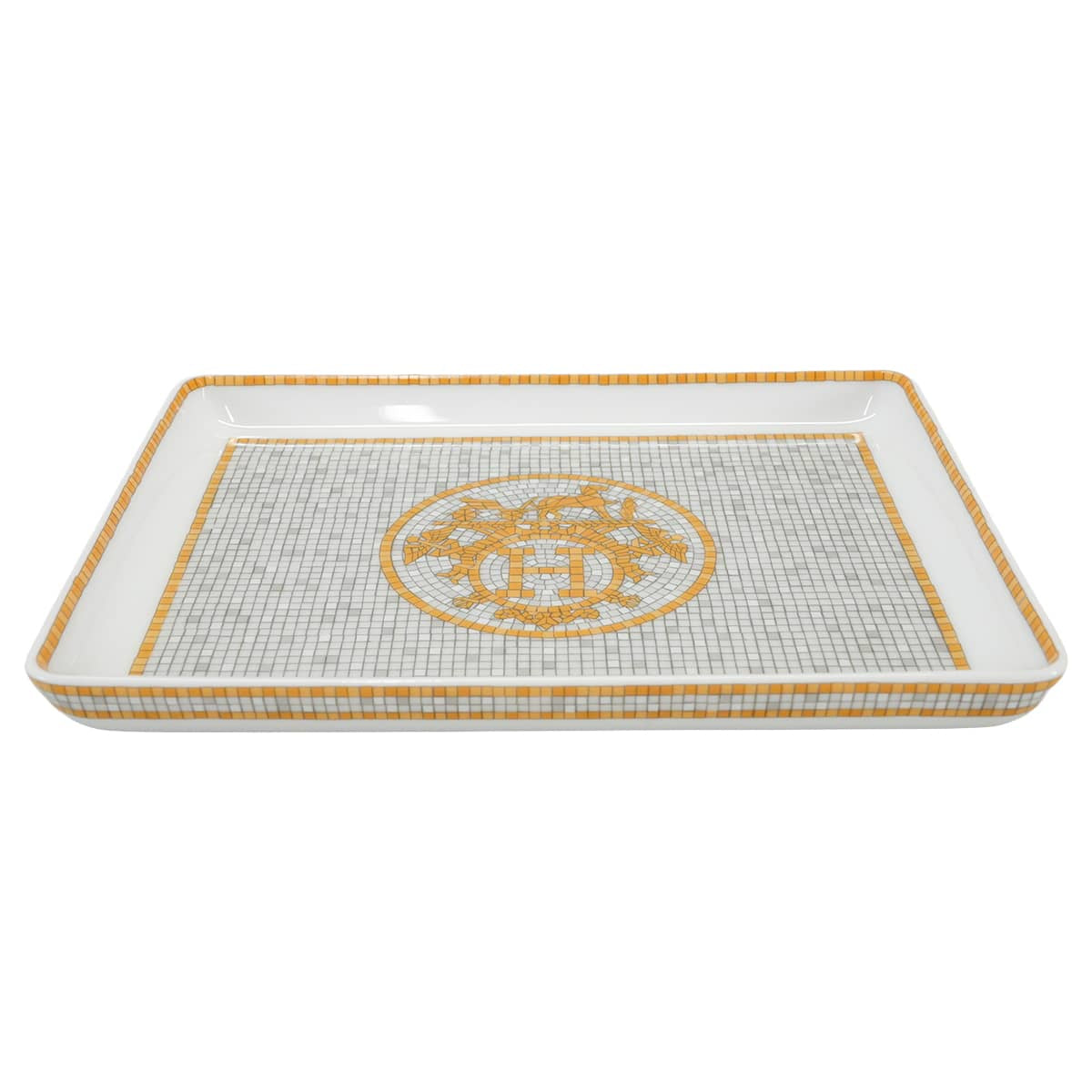 HERMES tableware Tray Mosaique au 24 PMGold Porcelain[BRAND NEW][Authentic]