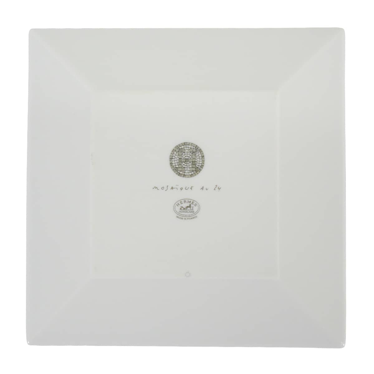 HERMES Plate Petit Carre No.2 Mosaique au 24Platinum Porcelain[BRAND NEW][Authentic]