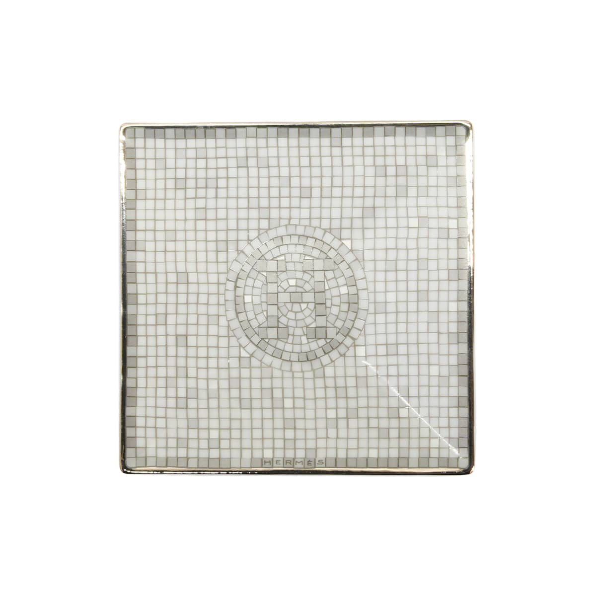 HERMES Plate Petit Carre No.1 Mosaique au 24Platinum Porcelain[BRAND NEW][Authentic]
