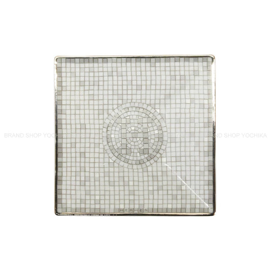HERMES Plate Petit Carre No.1 Mosaique au 24Platinum Porcelain[BRAND NEW][Authentic]