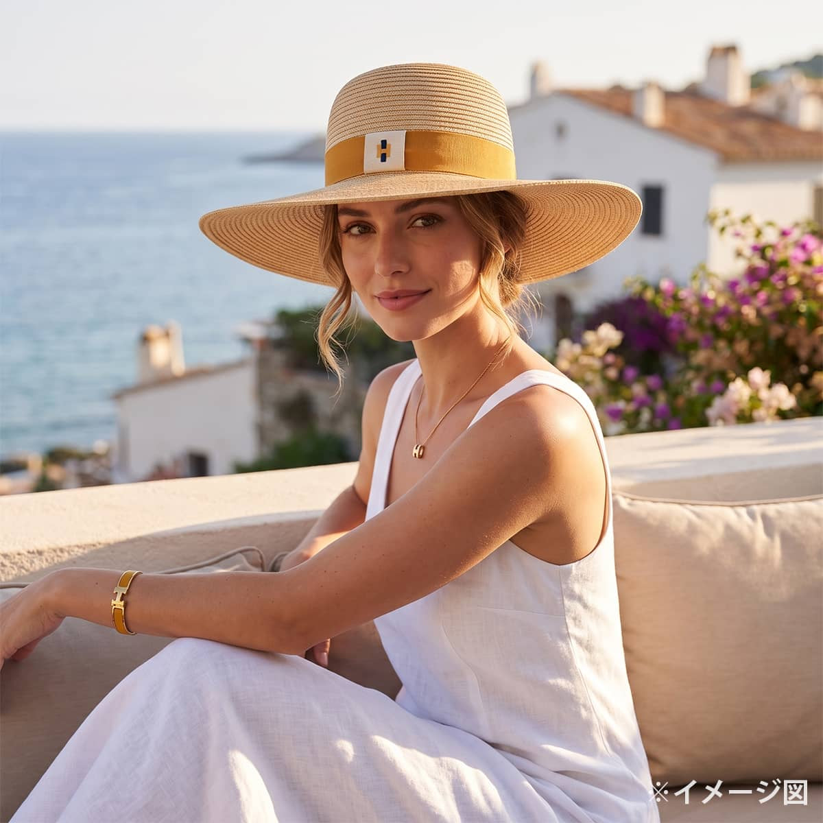 HERMES hat Straw Passant Tress rafia[EXCELLENT][Authentic]