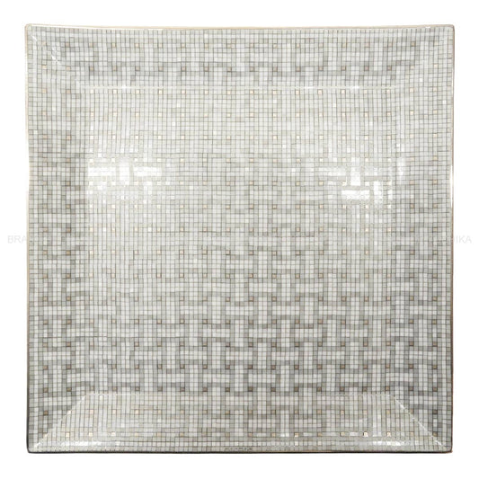 HERMES Plate Petit Carre No.4 Mosaique au 24Platinum Porcelain[BRAND NEW][Authentic]