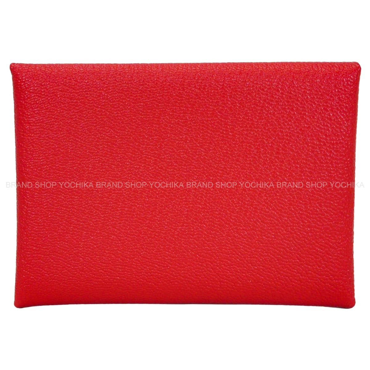 HERMES card holder Calvi Duo Verso Rouge de Coeur/Rose Darling Chevre Mysore Silver HW Stamp W[EXCELLENT][Authentic]