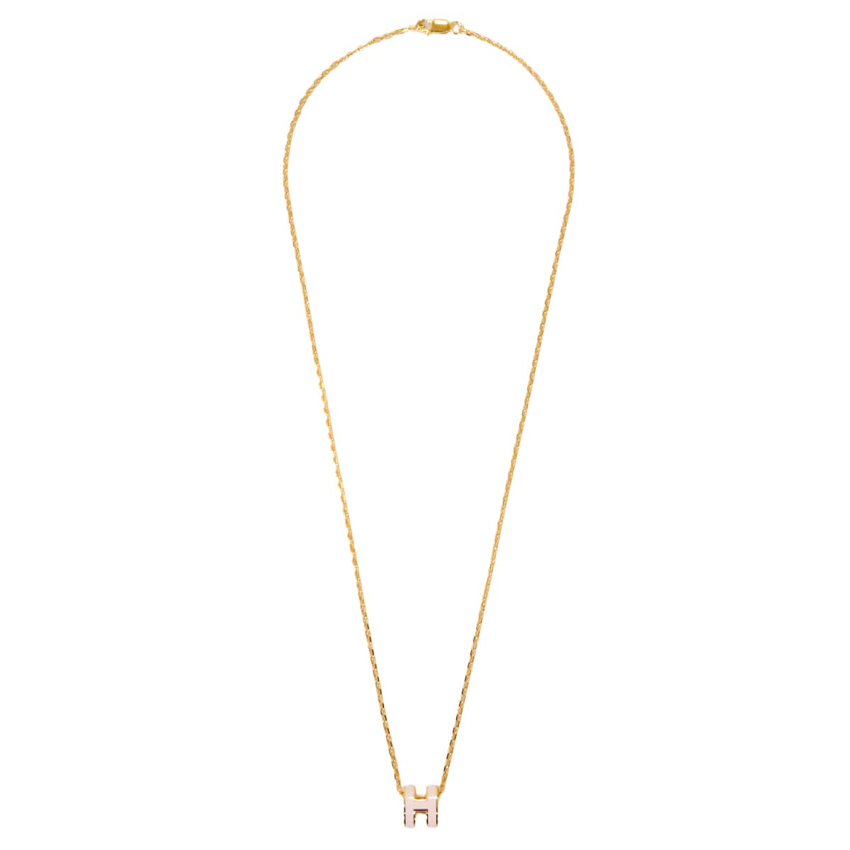 HERMES necklace Mini Pop H Pendant Rose Dragee Gold plated/Lacquer Gold HW[BRAND NEW][Authentic]