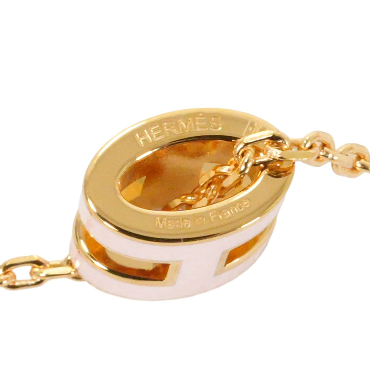 HERMES necklace Mini Pop H Pendant Rose Dragee Gold plated/Lacquer Gold HW[BRAND NEW][Authentic]