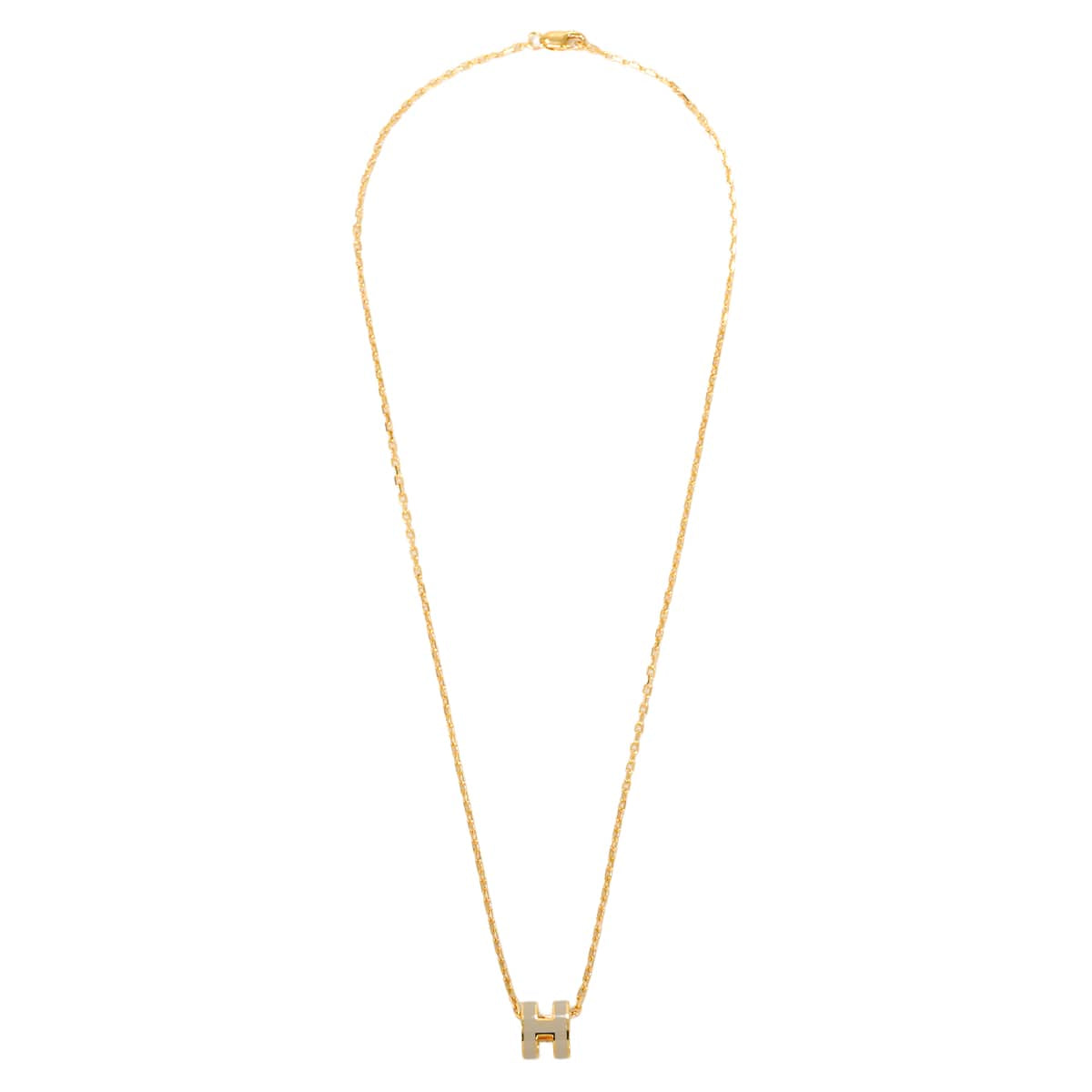 HERMES necklace Mini Pop H Pendant Marron Grace Gold plated/Lacquer Gold HW[BRAND NEW][Authentic]