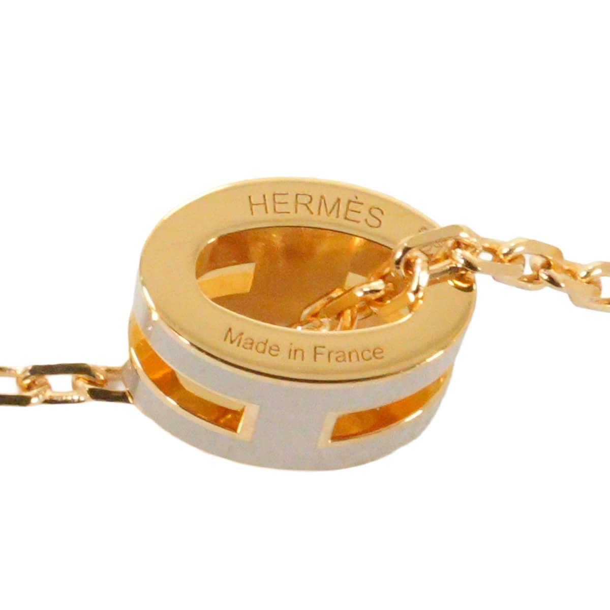 HERMES necklace Mini Pop H Pendant Marron Grace Gold plated/Lacquer Gold HW[BRAND NEW][Authentic]