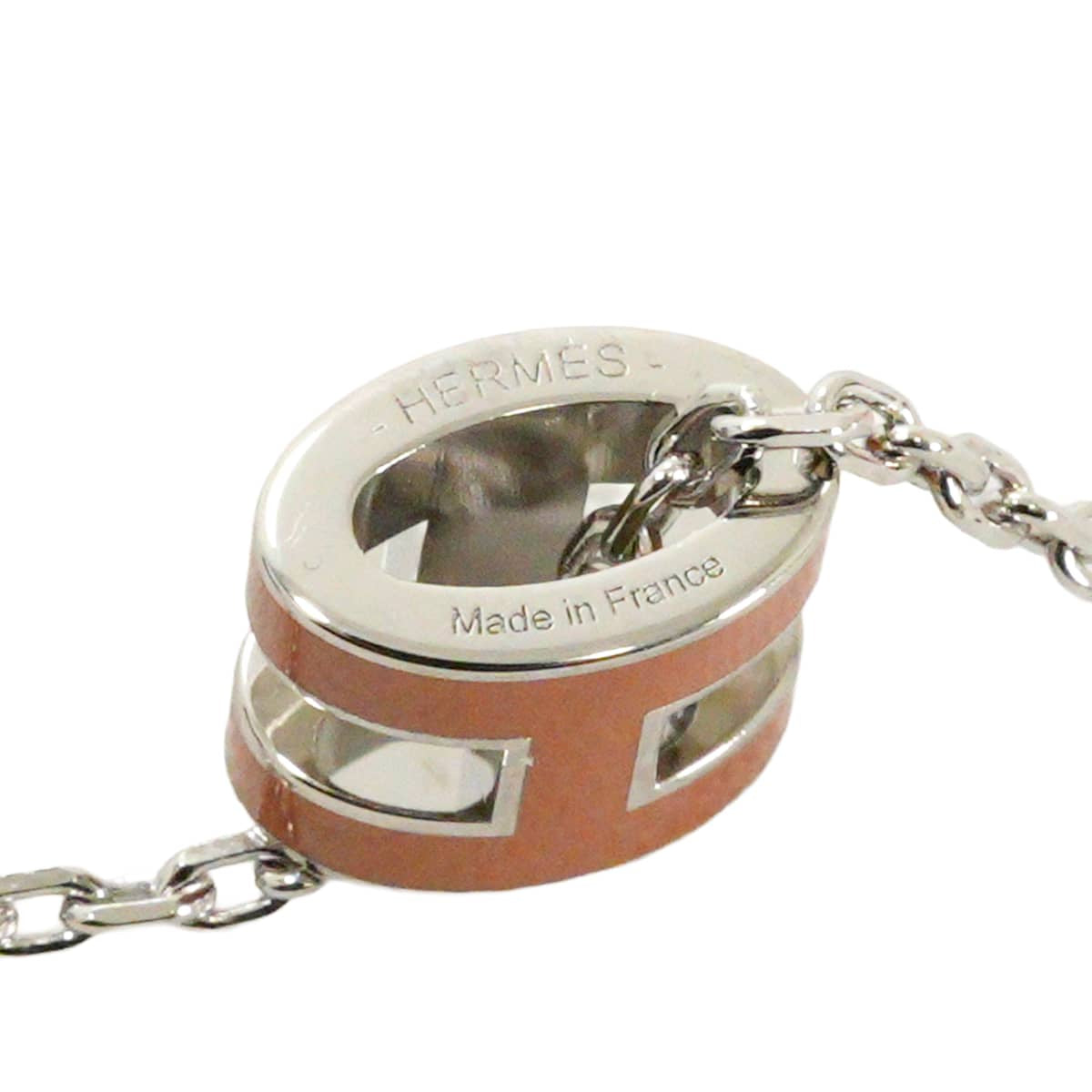 HERMES necklace Mini Pop H Pendant Gold Silver plated/Lacquer Silver HW[BRAND NEW][Authentic]
