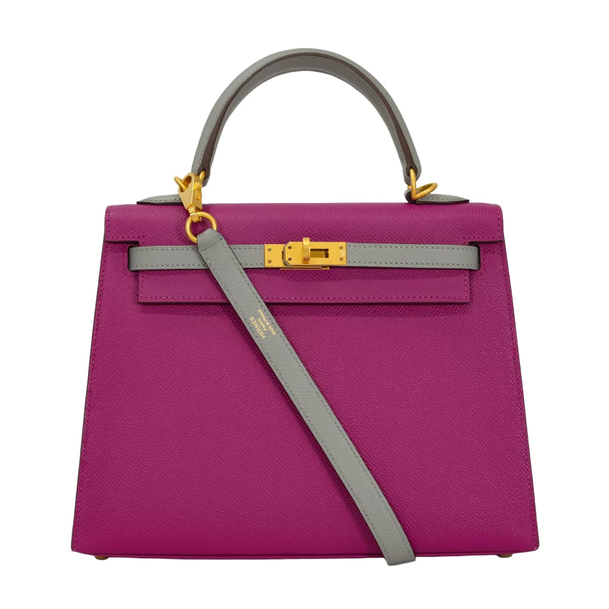 [Pre-loved] HERMES Shoulder bag Kelly25 Sellier Personal order HSS Rose Purple/Gris Mouette Veau Epsom Mat Gold HW Stamp C[LIKE NEW][Authentic]