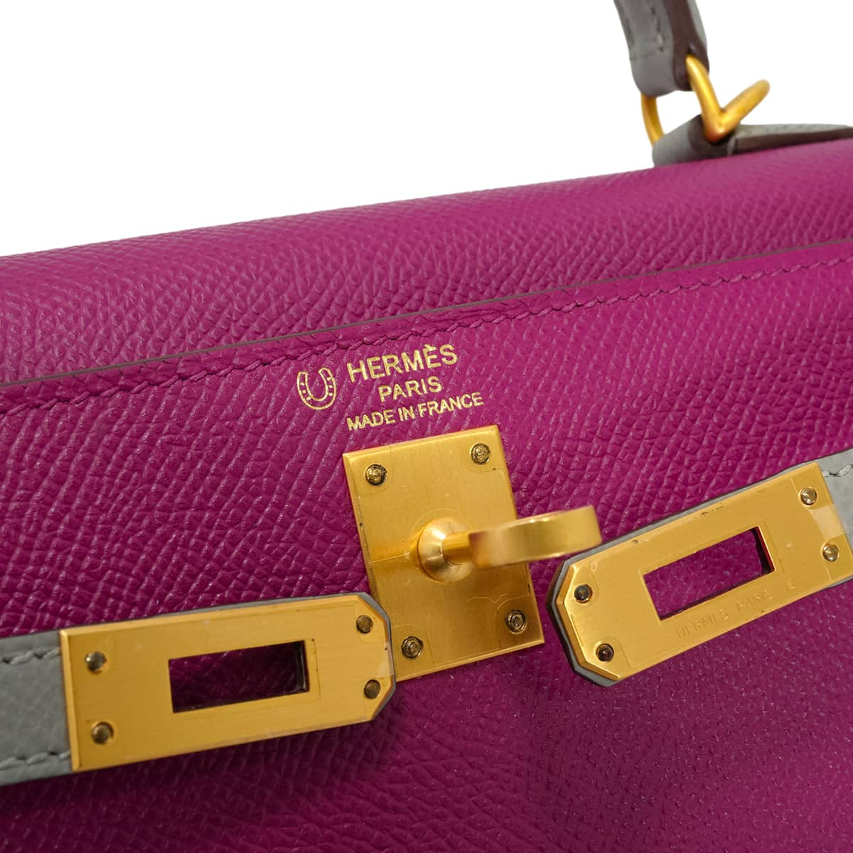 [Pre-loved] HERMES Shoulder bag Kelly25 Sellier Personal order HSS Rose Purple/Gris Mouette Veau Epsom Mat Gold HW Stamp C[LIKE NEW][Authentic]