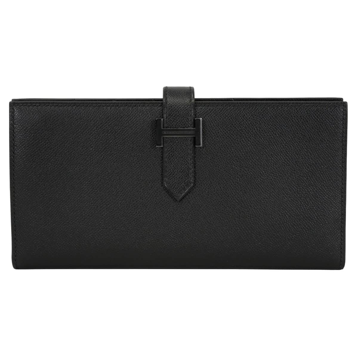 HERMES long wallet Bearn Soufflet SO BLACK Monochrome Noir (Black) Veau Madame Black HW Stamp G[BRAND NEW][Authentic]