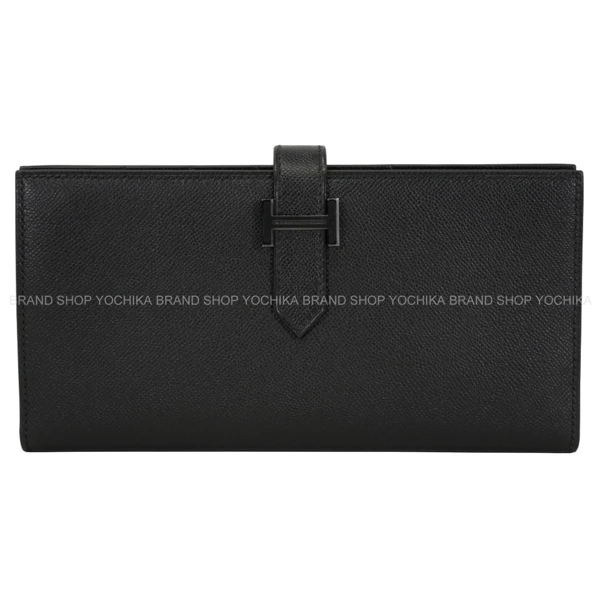 HERMES long wallet Bearn Soufflet SO BLACK Monochrome Noir (Black) Veau Madame Black HW Stamp G[BRAND NEW][Authentic]