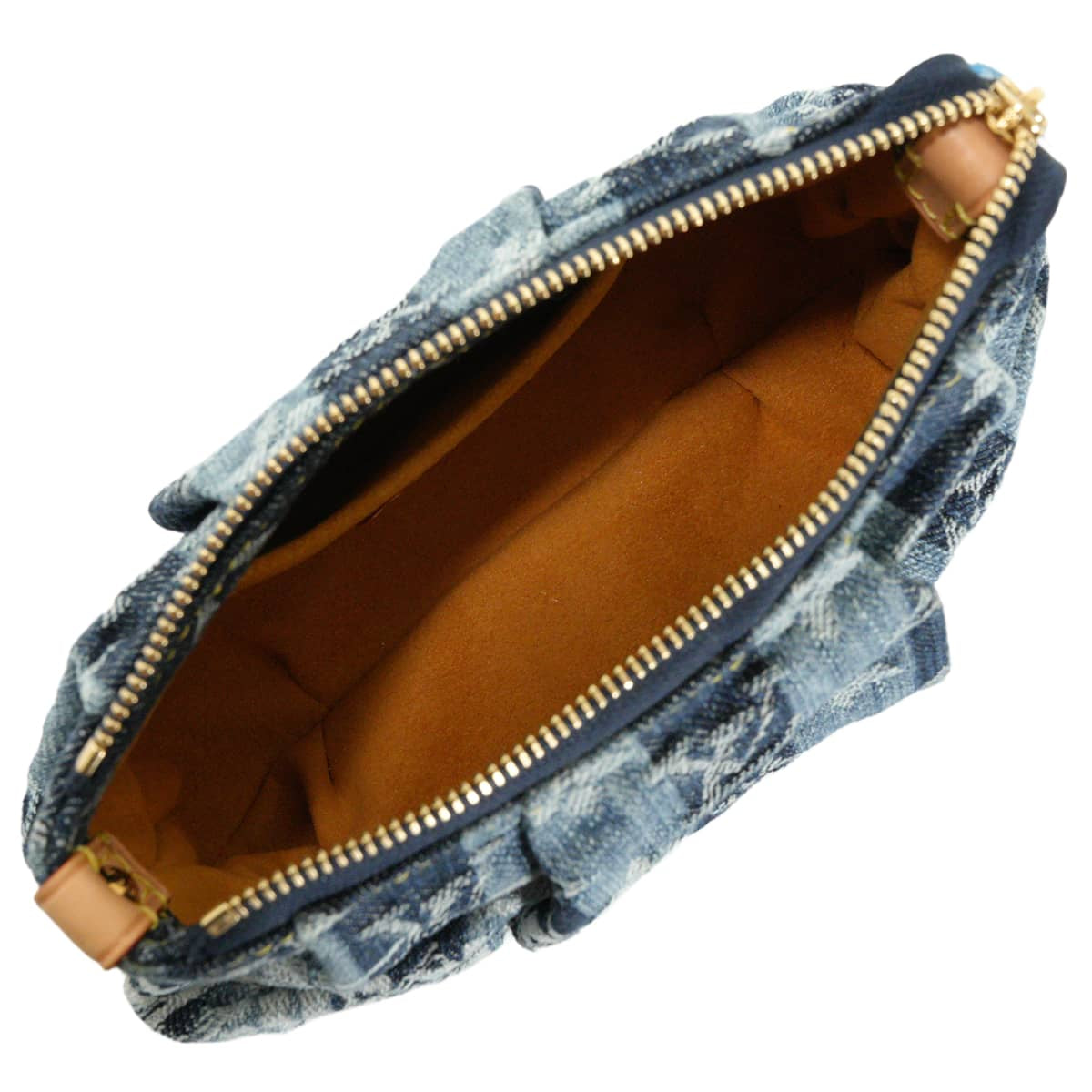 LOUIS VUITTON Pouch Trousse Raye Navy Monogram Denim Gold HW M95335[EXCELLENT][Authentic]