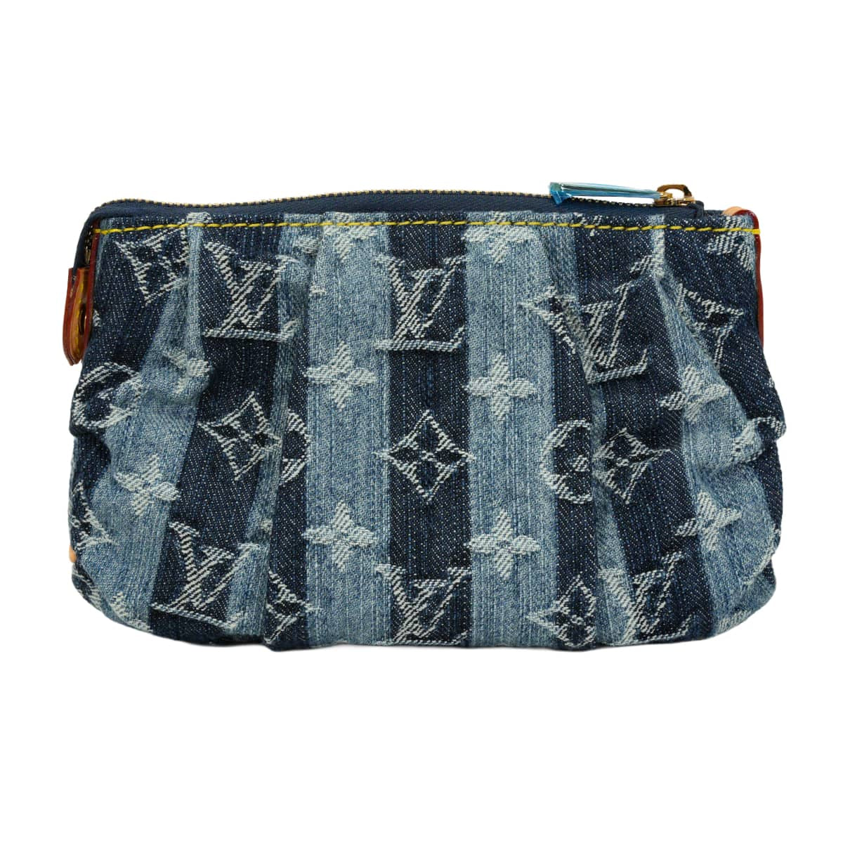 LOUIS VUITTON Pouch Trousse Raye Navy Monogram Denim Gold HW M95335[EXCELLENT][Authentic]