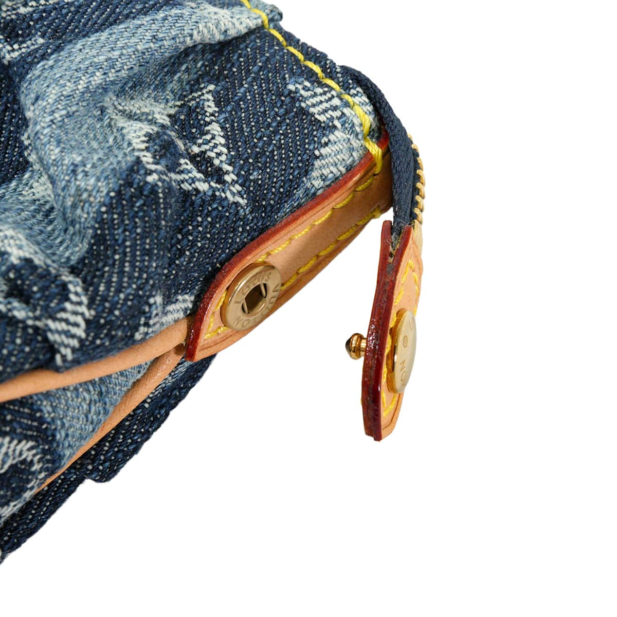 LOUIS VUITTON Pouch Trousse Raye Navy Monogram Denim Gold HW M95335[EXCELLENT][Authentic]
