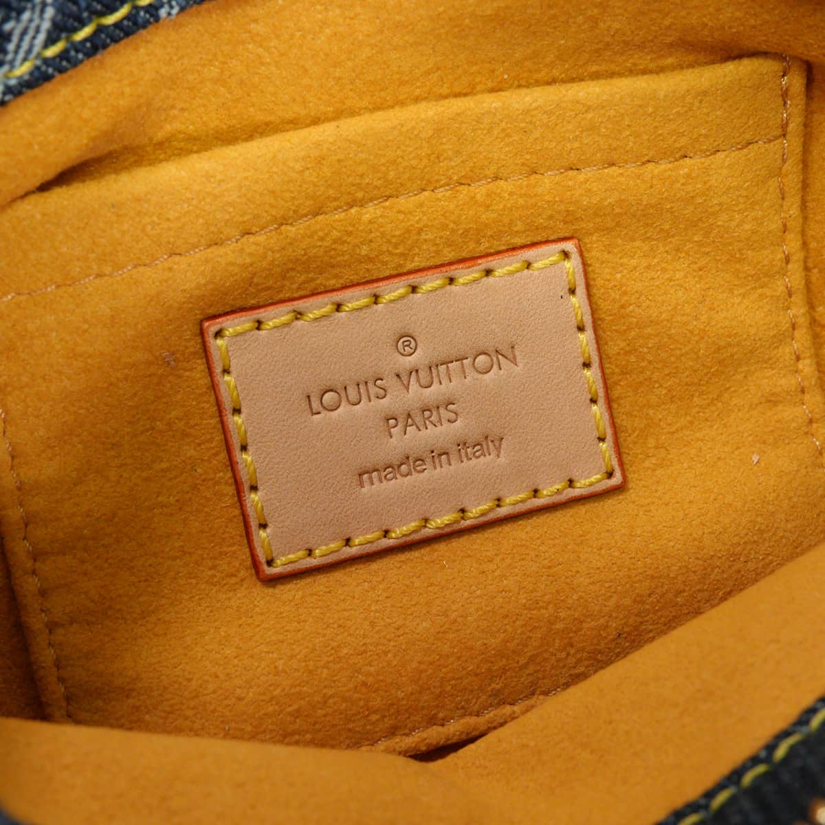 LOUIS VUITTON Pouch Trousse Raye Navy Monogram Denim Gold HW M95335[EXCELLENT][Authentic]