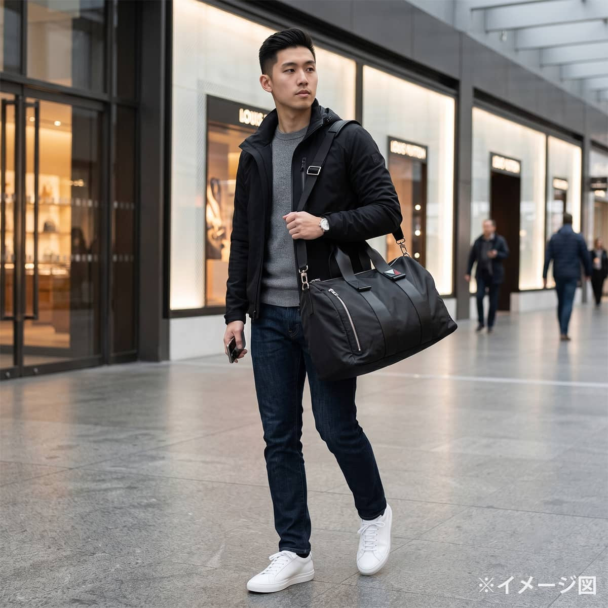 [Pre-loved] LOUIS VUITTON Boston bag Shoulder Gaston V Start PMAsphalt Gray Calfskin Silver HW M51113[LIKE NEW][Authentic]