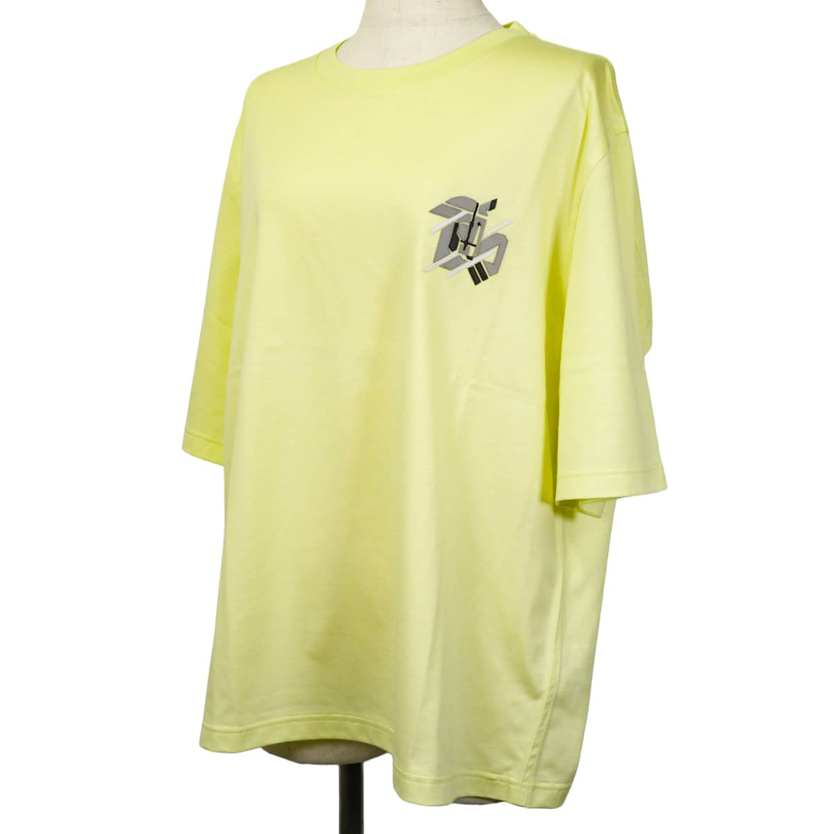 2023SS HERMES Short sleeve t shirt Men's Chevaux en Symetrie Leather PatchLime Yellow Cotton100% lambskin #L H357925[EXCELLENT][Authentic]