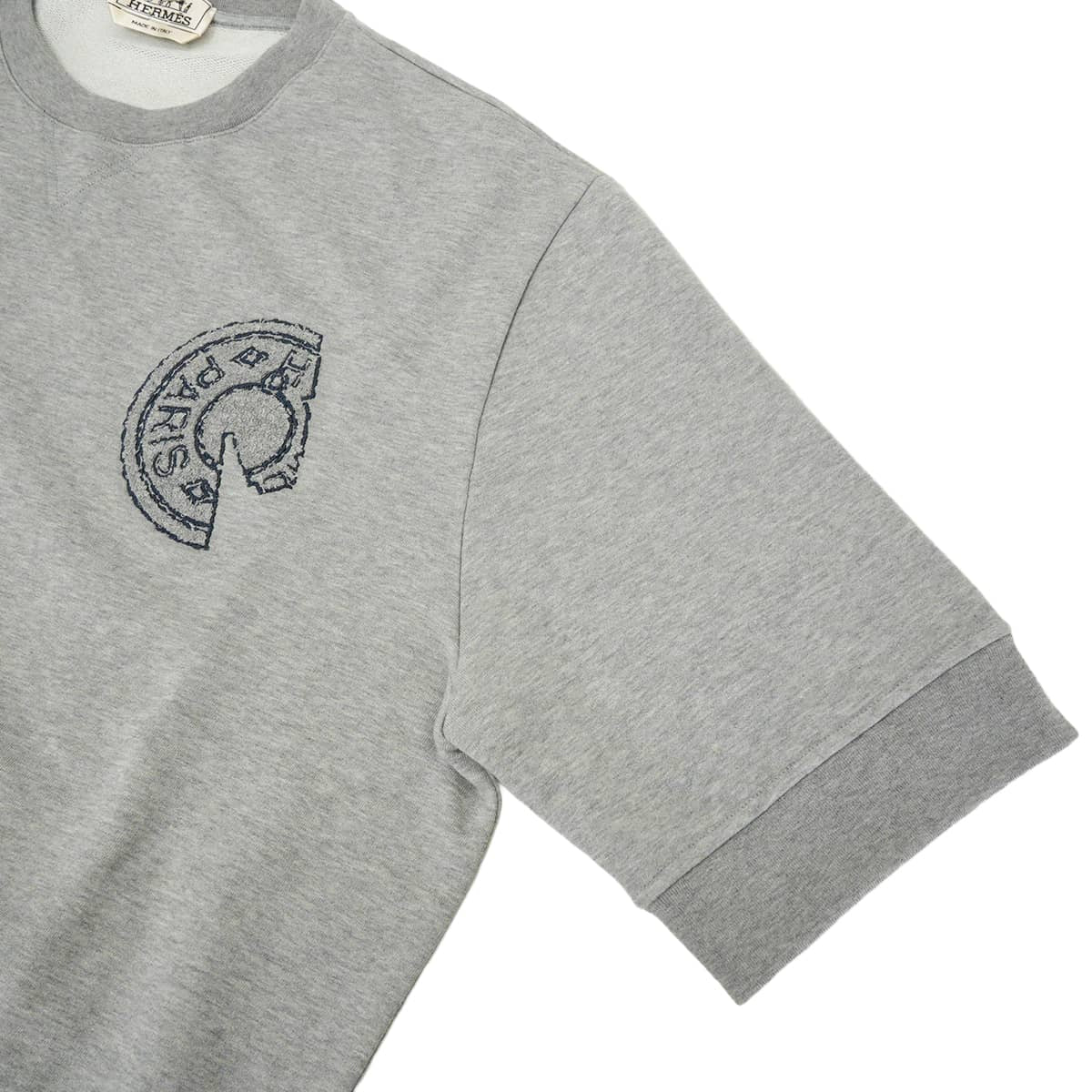 2025SS HERMES Short sleeve t shirt Men's Sweatshirt with Clou de Selle Embroidered PatchGris Cotton100%/Polyurethane #XXL H557830HA[EXCELLENT][Authentic]