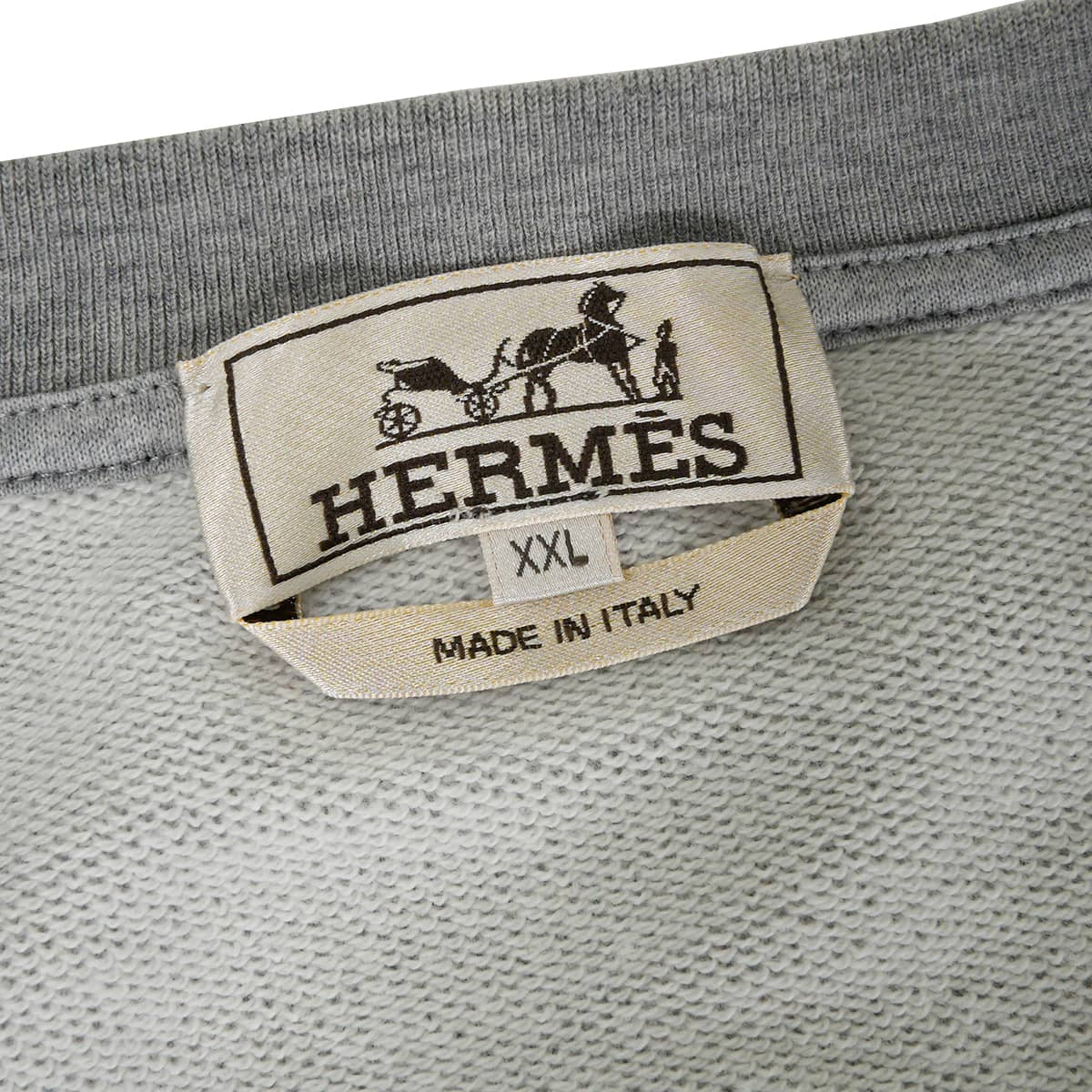 2025SS HERMES Short sleeve t shirt Men's Sweatshirt with Clou de Selle Embroidered PatchGris Cotton100%/Polyurethane #XXL H557830HA[EXCELLENT][Authentic]