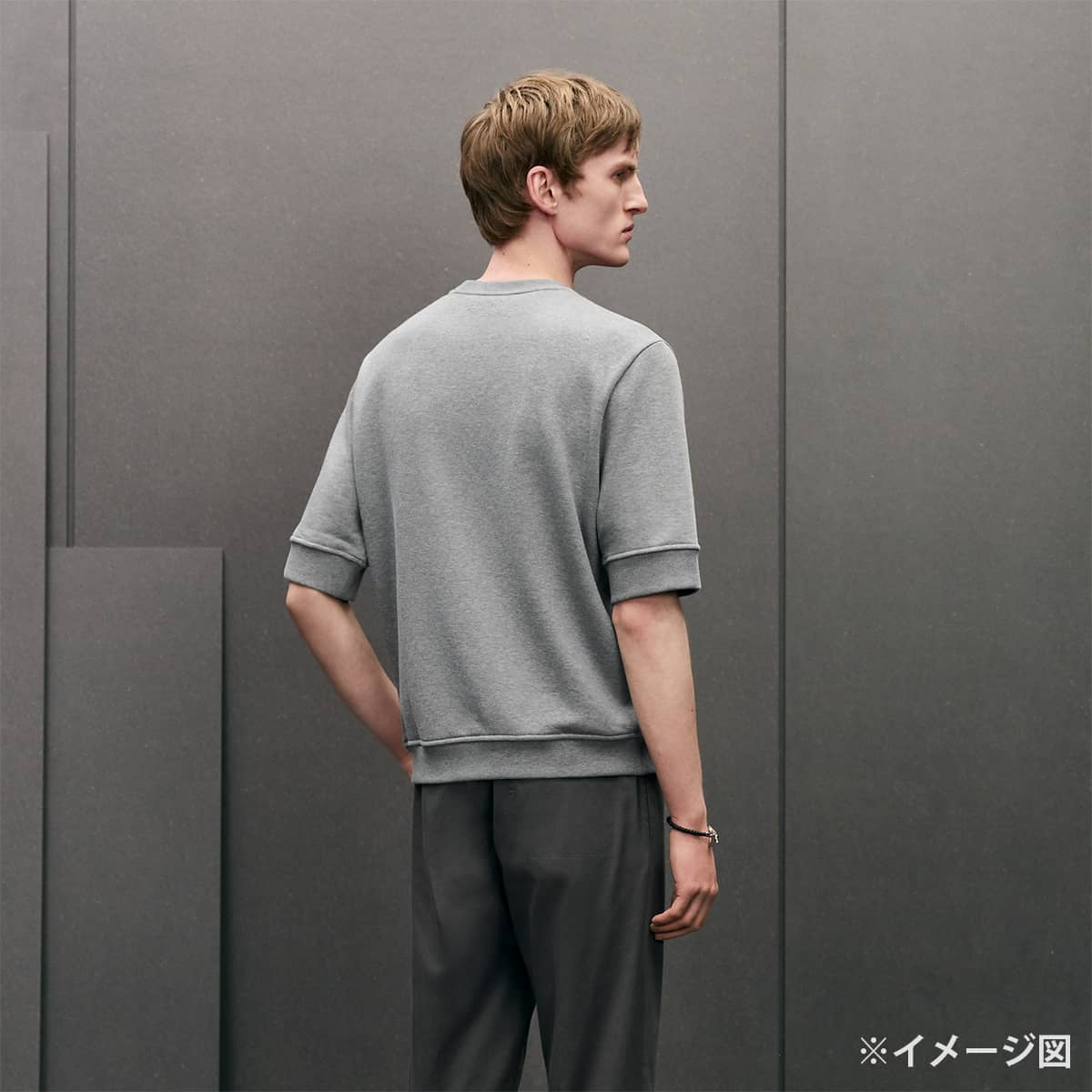 2025SS HERMES Short sleeve t shirt Men's Sweatshirt with Clou de Selle Embroidered PatchGris Cotton100%/Polyurethane #XXL H557830HA[EXCELLENT][Authentic]