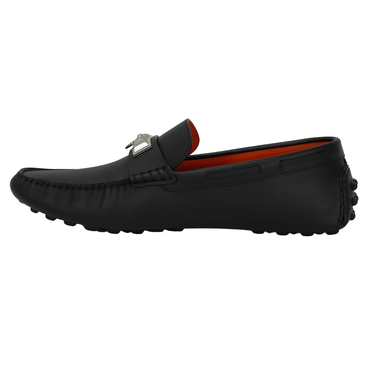 [Pre-loved] HERMES Moccasins Men's Shoes Irving Noir (Black) calf #42 Silver HW H141251ZH[LIKE NEW][Authentic]