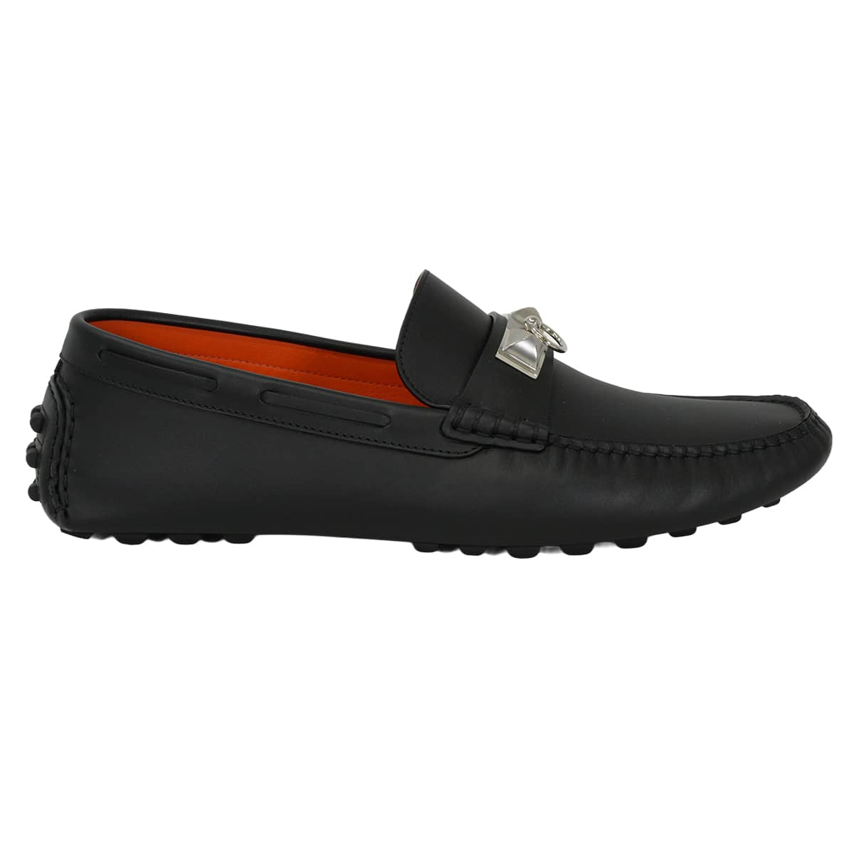 [Pre-loved] HERMES Moccasins Men's Shoes Irving Noir (Black) calf #42 Silver HW H141251ZH[LIKE NEW][Authentic]