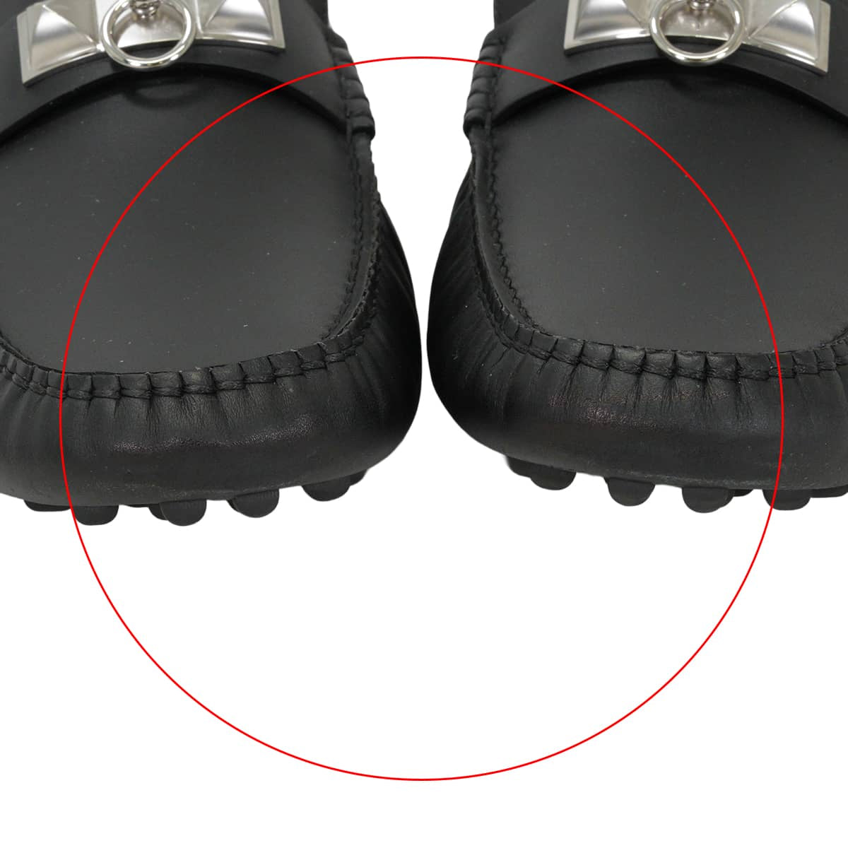 [Pre-loved] HERMES Moccasins Men's Shoes Irving Noir (Black) calf #42 Silver HW H141251ZH[LIKE NEW][Authentic]