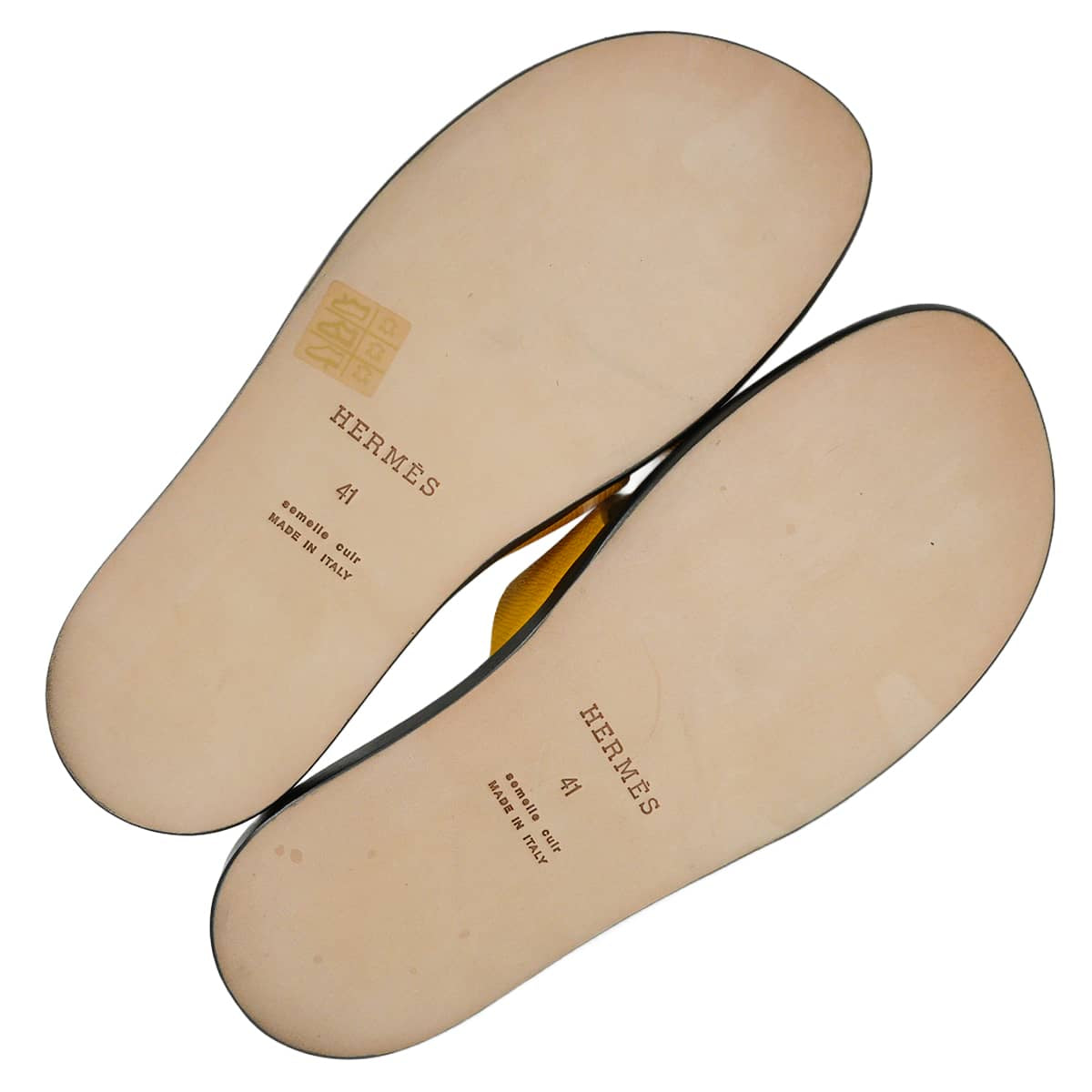 HERMES sandals Men's Izmir Jaune Veau Epsom #41 H152415ZH[EXCELLENT][Authentic]