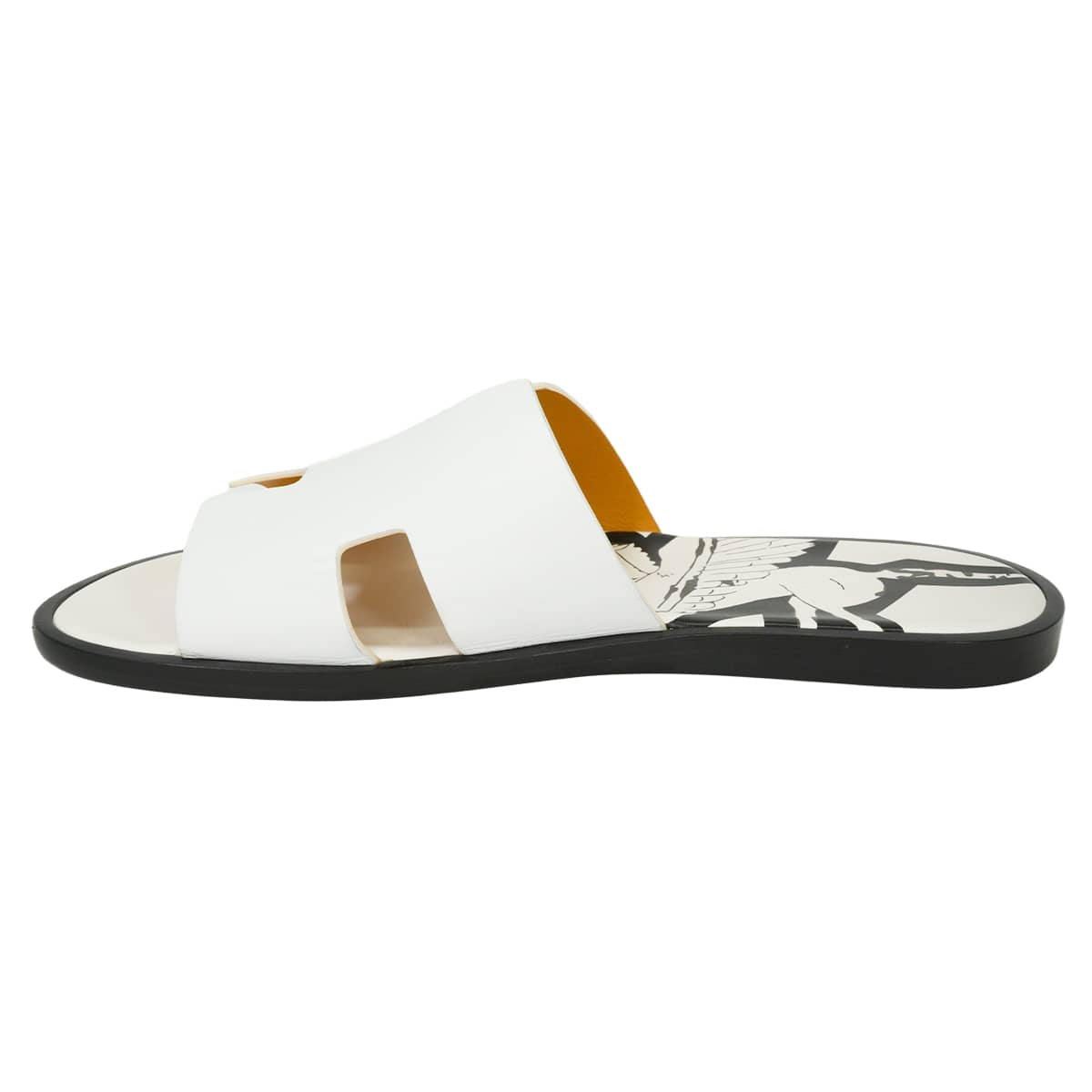 [Pre-loved] HERMES sandals Men's Izmir Pegasus Blanc (White)/Noir (Black) Calfskin #41 H211869ZH[LIKE NEW][Authentic]
