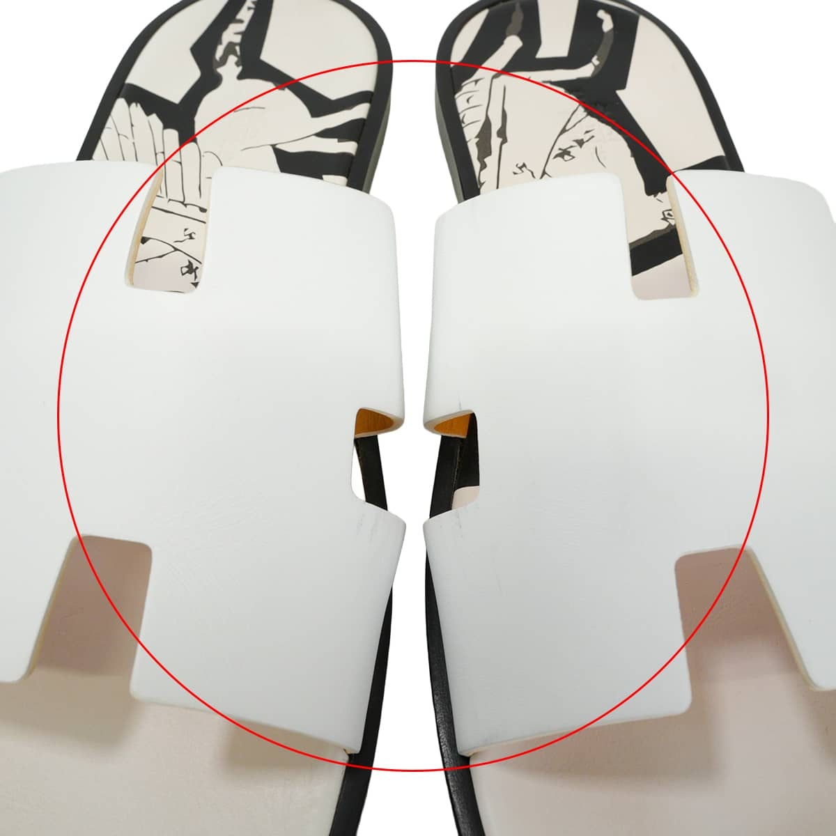 [Pre-loved] HERMES sandals Men's Izmir Pegasus Blanc (White)/Noir (Black) Calfskin #41 H211869ZH[LIKE NEW][Authentic]
