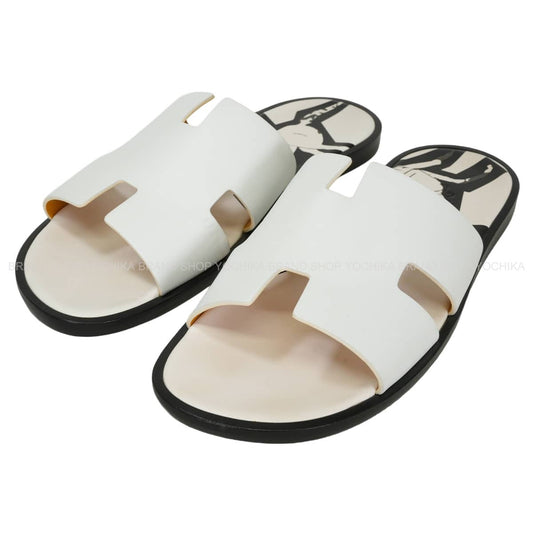 [Pre-loved] HERMES sandals Men's Izmir Pegasus Blanc (White)/Noir (Black) Calfskin #41 H211869ZH[LIKE NEW][Authentic]