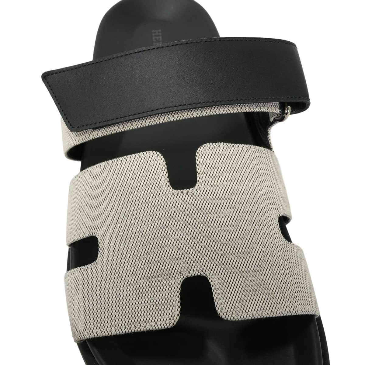 [Pre-loved] HERMES sandals Men's Chypre Prunoir/Noir (Black) Toile H calf #41 Silver HW H231819ZH[LIKE NEW][Authentic]